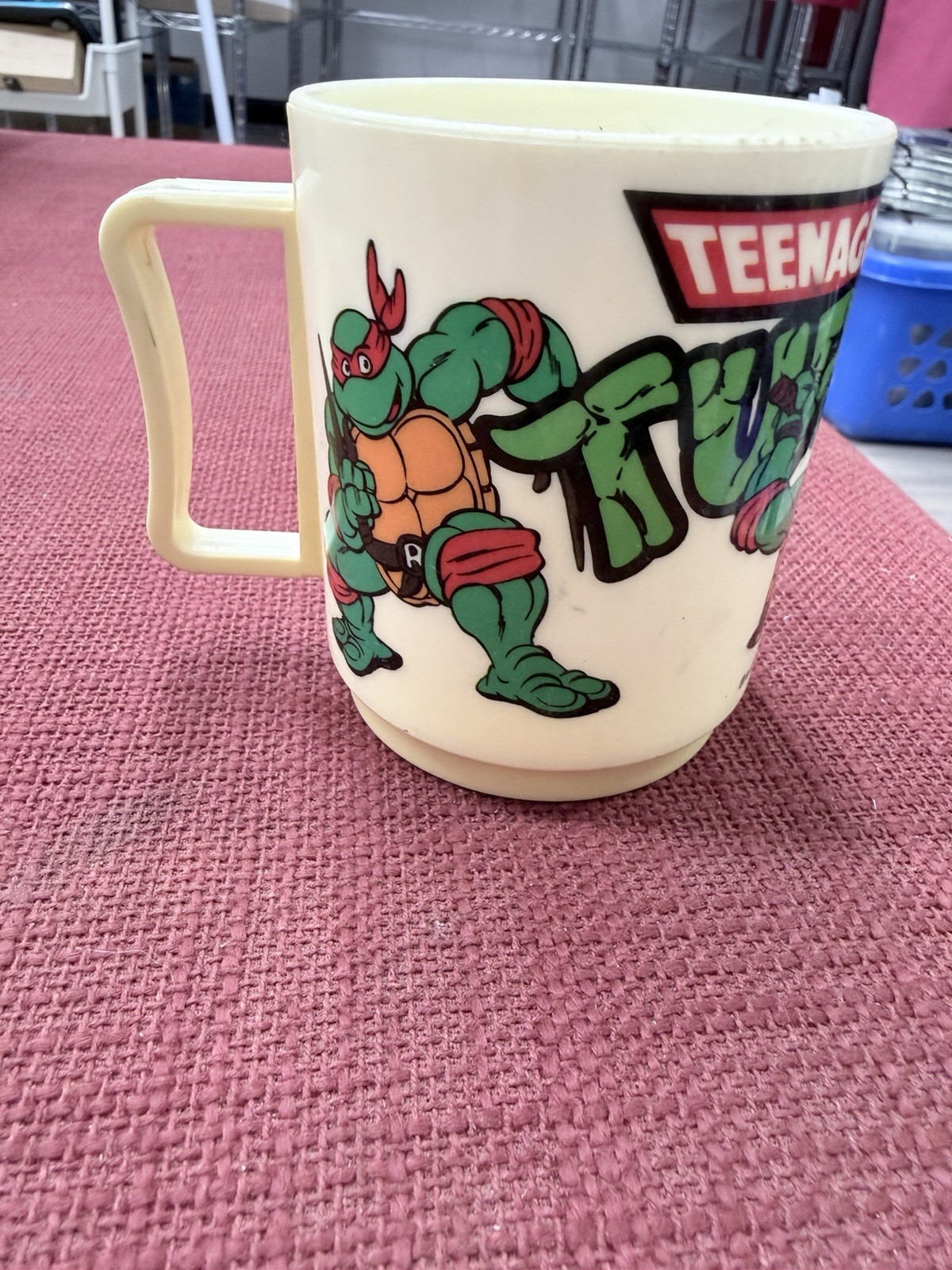 Vintage 1989 TMNT Plastic Cup Mug Peter Pan Industries Mirage Studios Kids USA