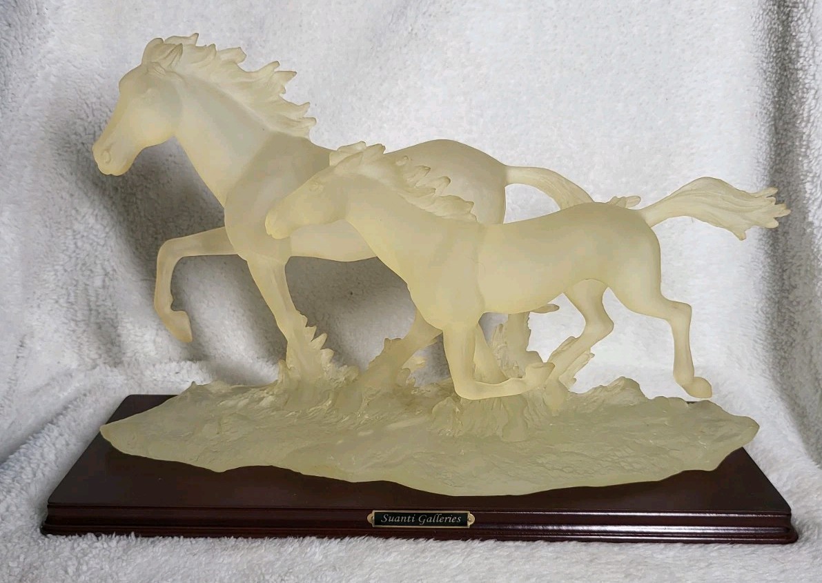 Suanti Galleries — Running Horses Resin Statue - Rare