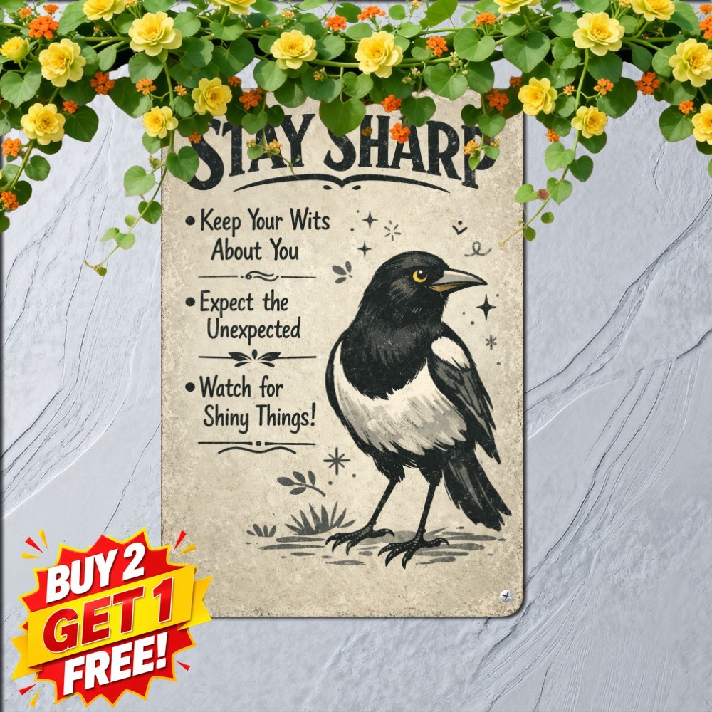 Funny Crow Bird Watching Humor Country Barn Metal Tin Sign Wall Decor