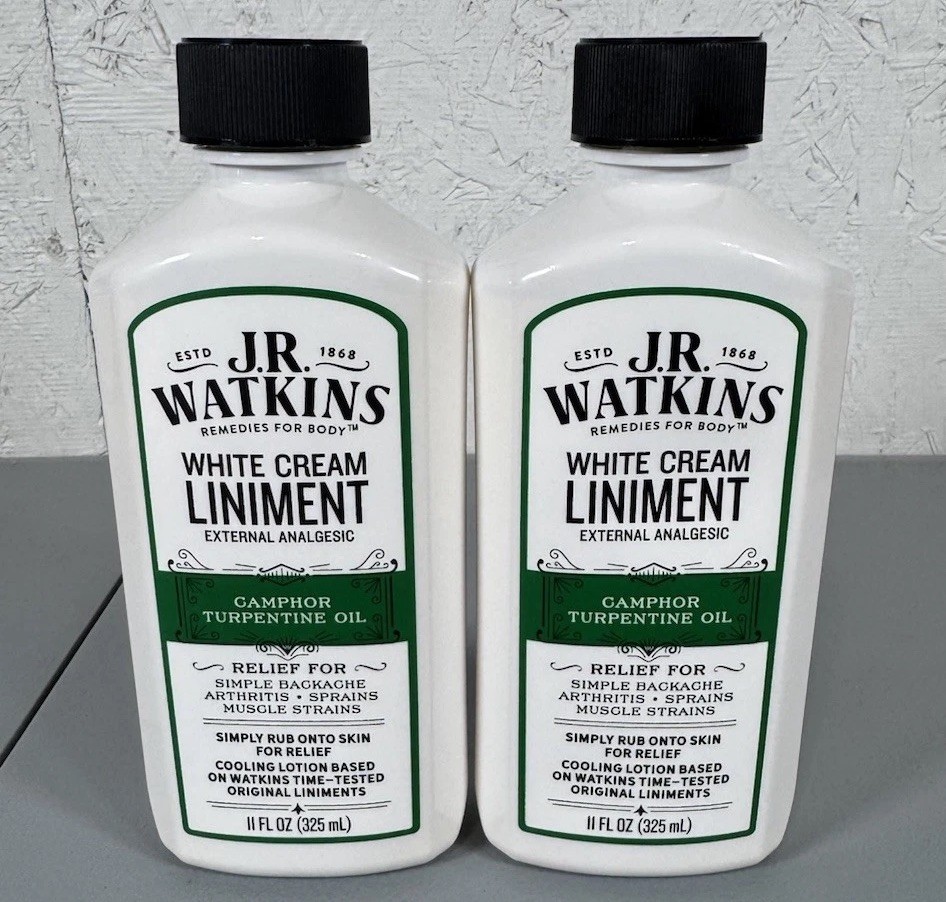 2 Bottles JR Watkins White Cream Liniment Exp2024 Ext Analgesic