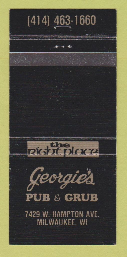 Matchbook Cover - Georgie\'s Pub and Grub Milwaukee WI 30 Strike