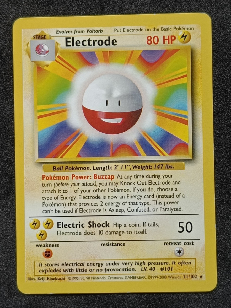 Pokemon TCG Base Set 4th Print Electrode 21/102 1999-2000 Rare Card - LP