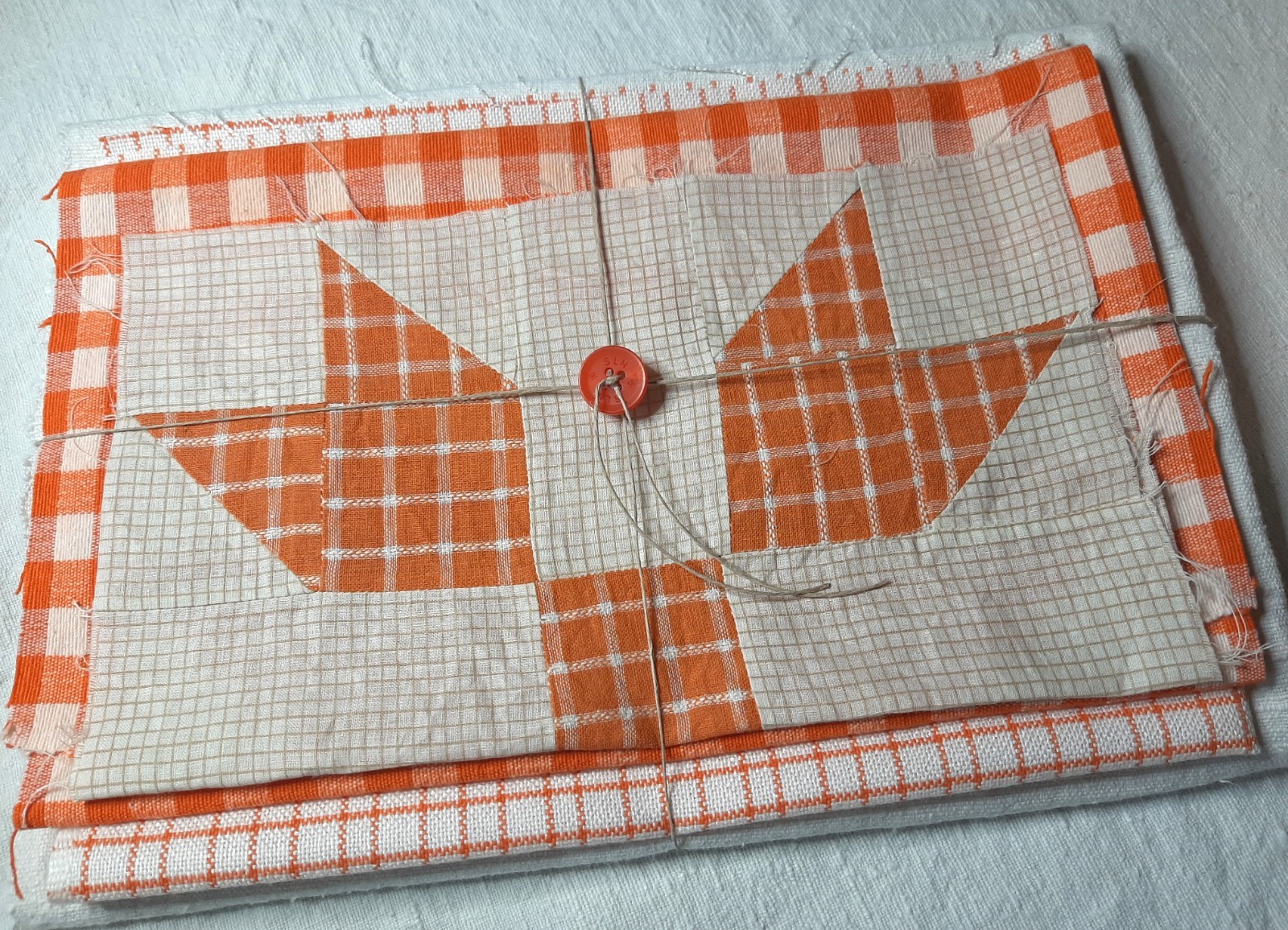 Vintage Fabric Bundle ~Rustic French Linen, Seasonal Orange ~For Creative Hands