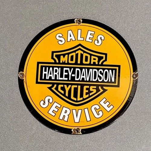 VINTAGE 12” HARLEY DAVIDSON CYCLE PORCELAIN SIGN CAR GAS OIL TRUCK MOTORCYCLE VINTAGE 12” HARLEY DAVIDSON CYCLE PORCELAIN SIGN CAR GAS OIL TRUCK MOTORCYCLE