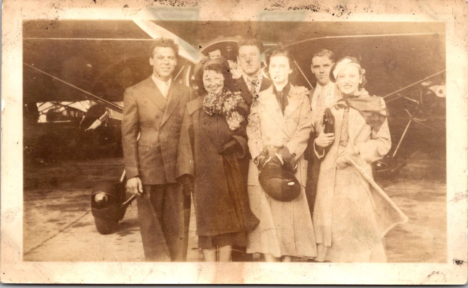 Aviation Group 1930s Snapshot Photograph Airplane Pilots Flying