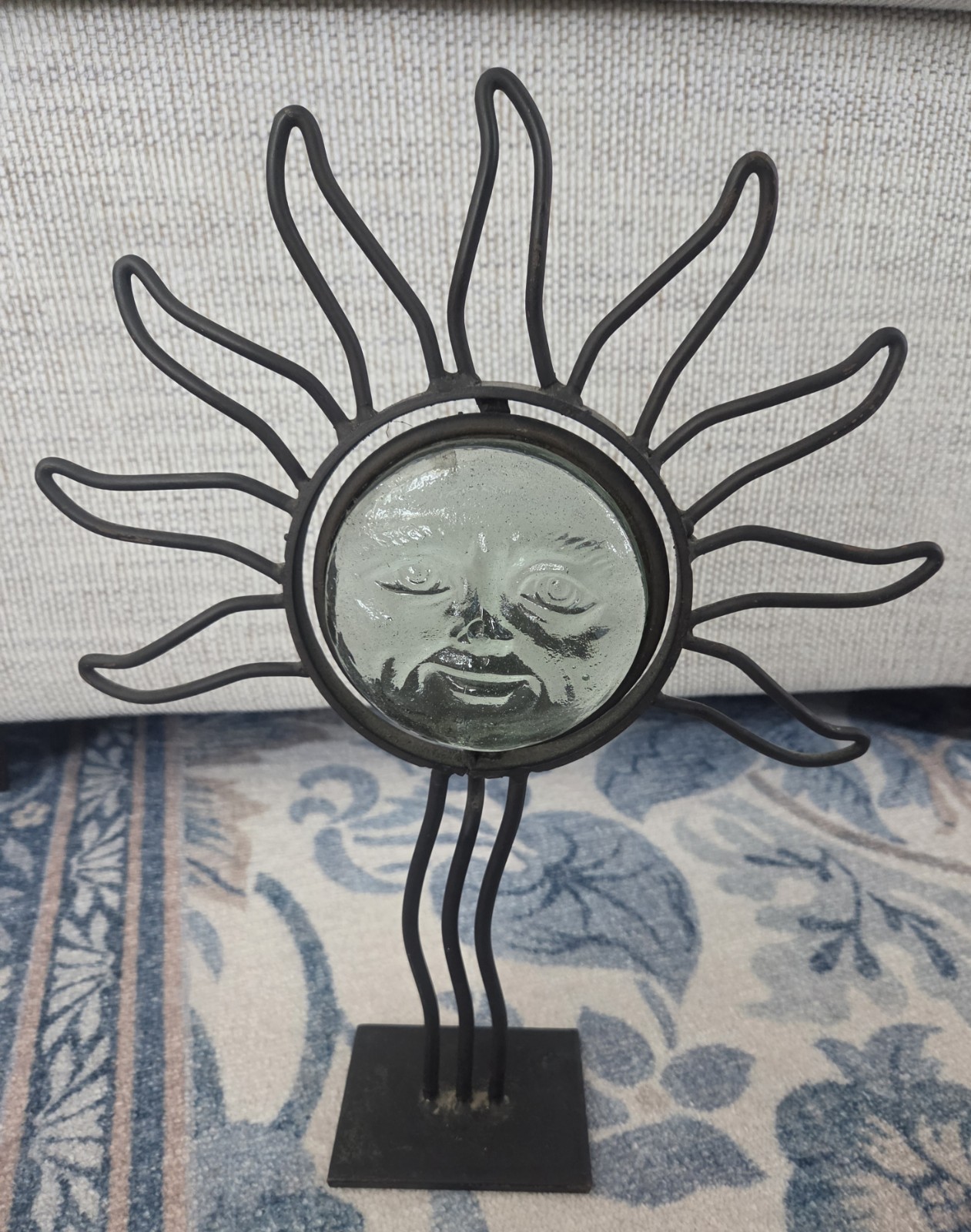 Vintage 1990s Celestial Sun Face Candle Holder