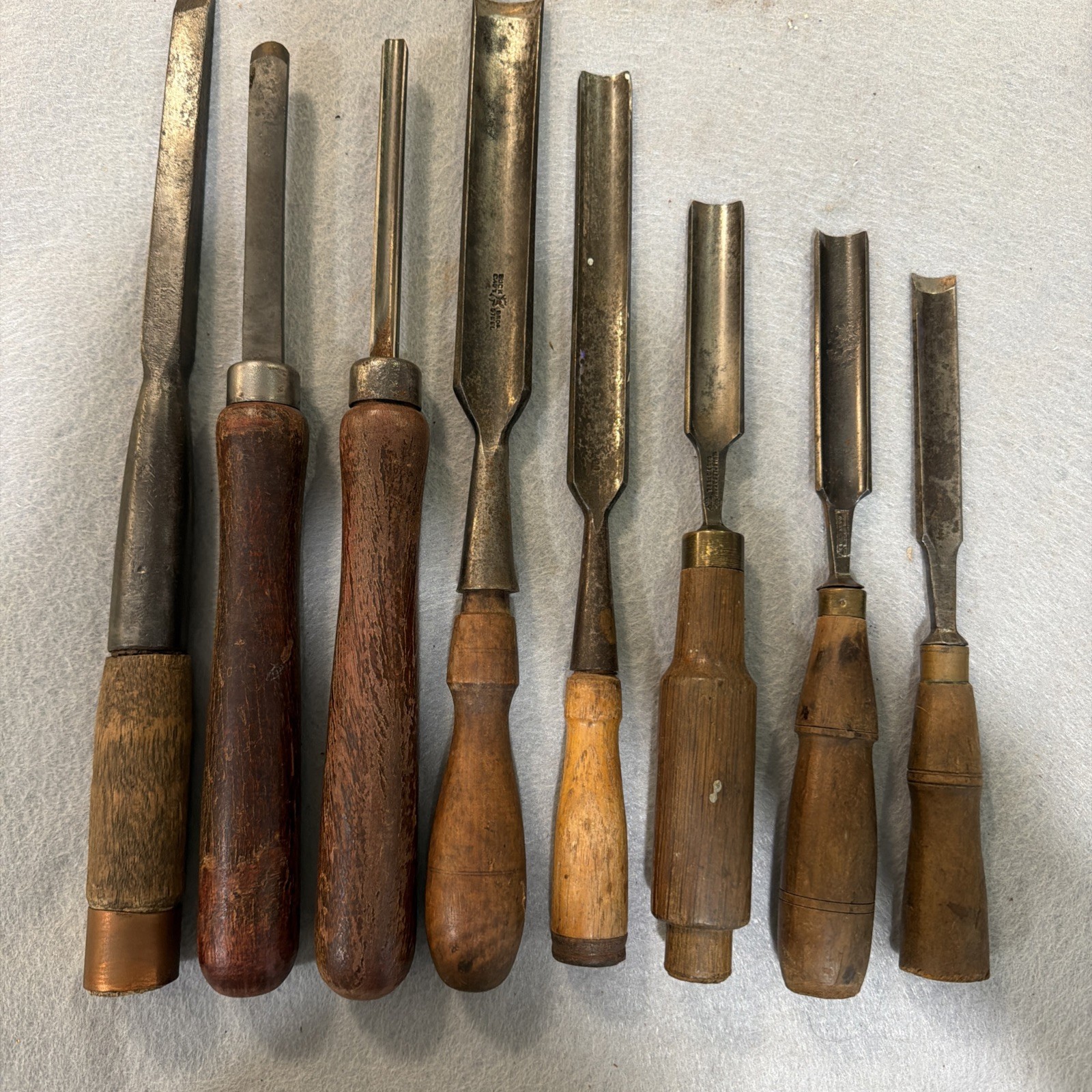 Group of  8 Antique Chisels w/ Handles 