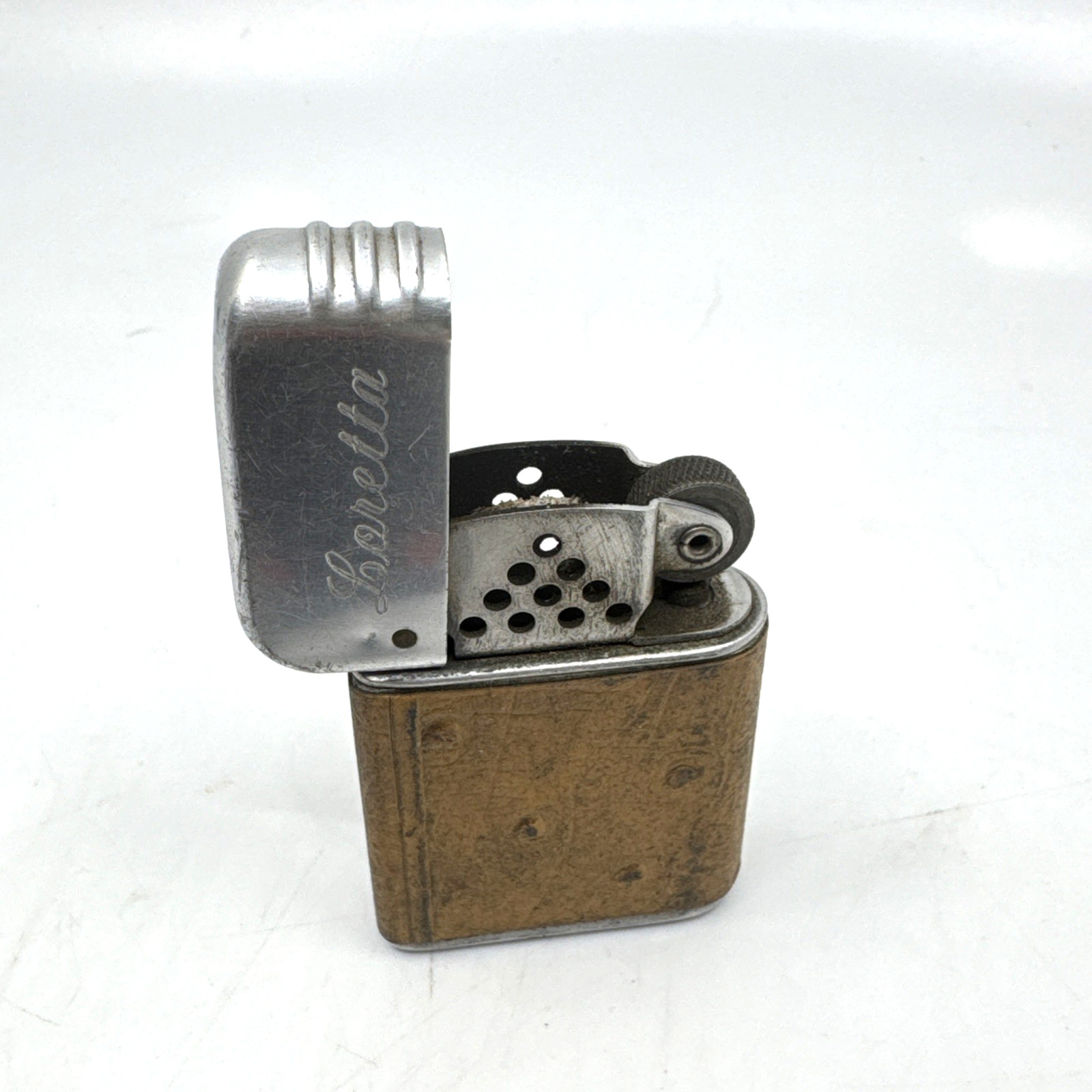 Bowers Sure Fire Leather Wrapped Silver Tone Collectible Lighter Vintage Bowers Sure Fire Leather Wrapped Silver Tone Collectible Lighter Vintage