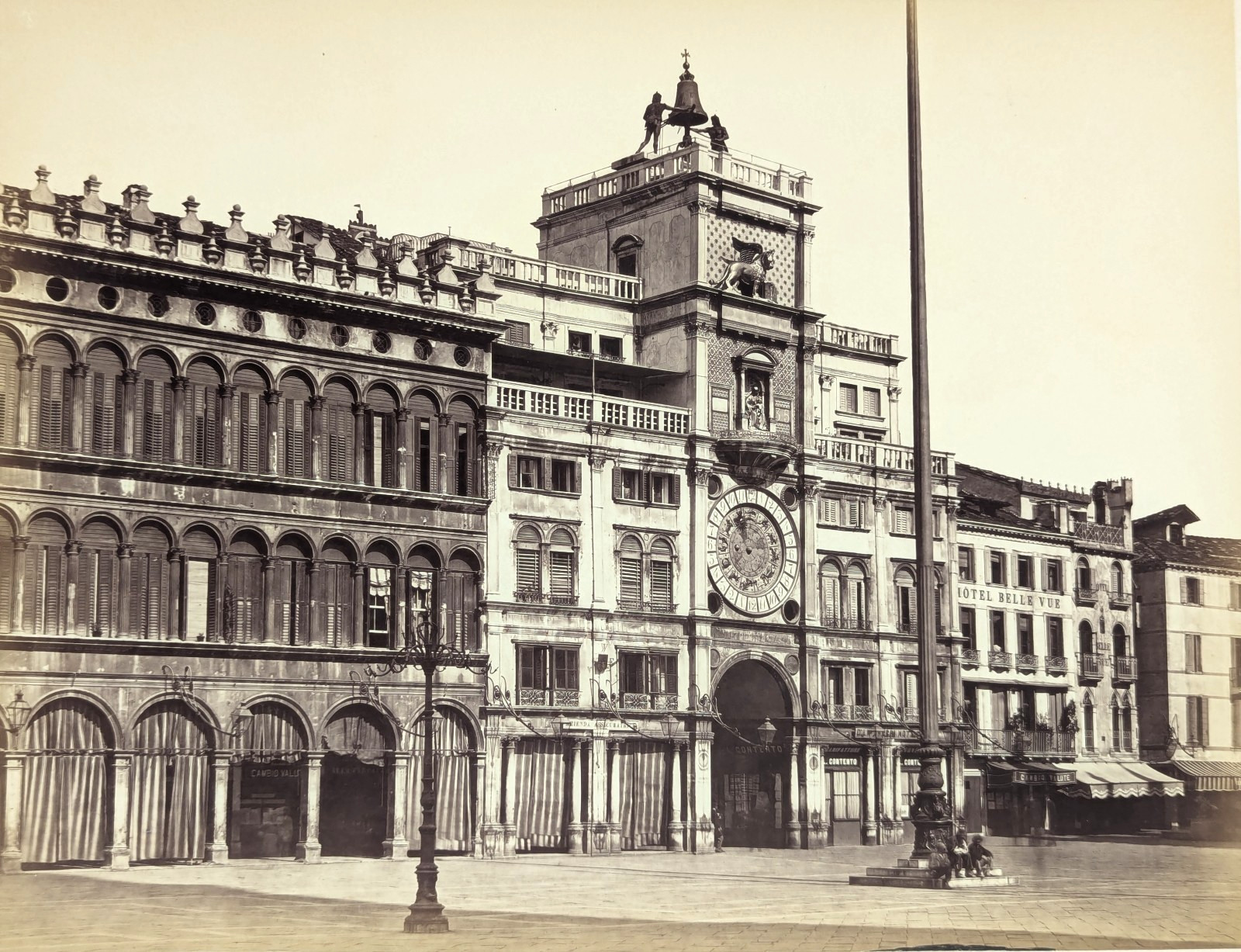 CARLO PONTI - 1860s St Mark's Clock Tower Large Format Venice Albumen Photo