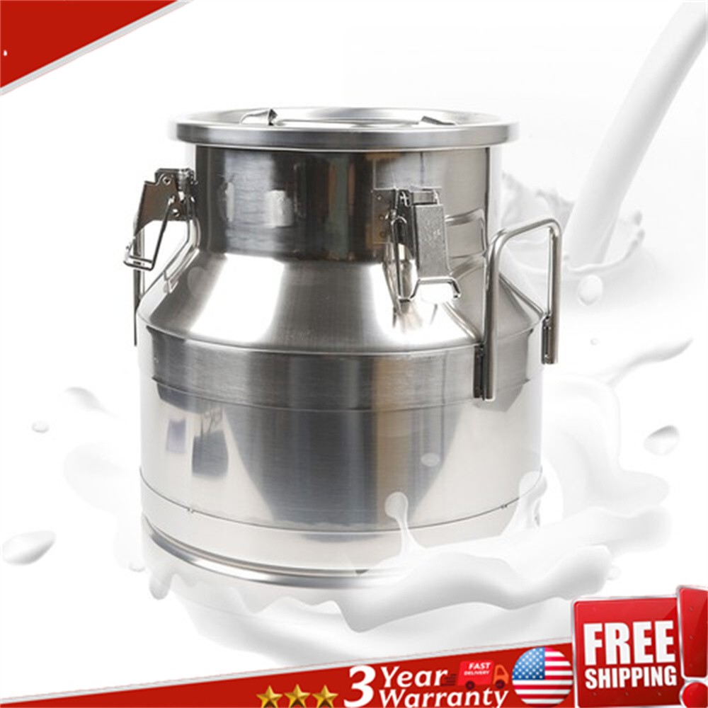 12L/5.25 Gallon Stainless Steel Milk Can Wine Pail Boiler Tote Jug w/ Lid