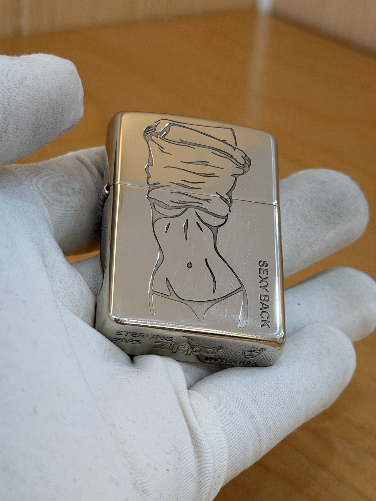 Sexy Back Girl Silver Zippo Lighter and Box