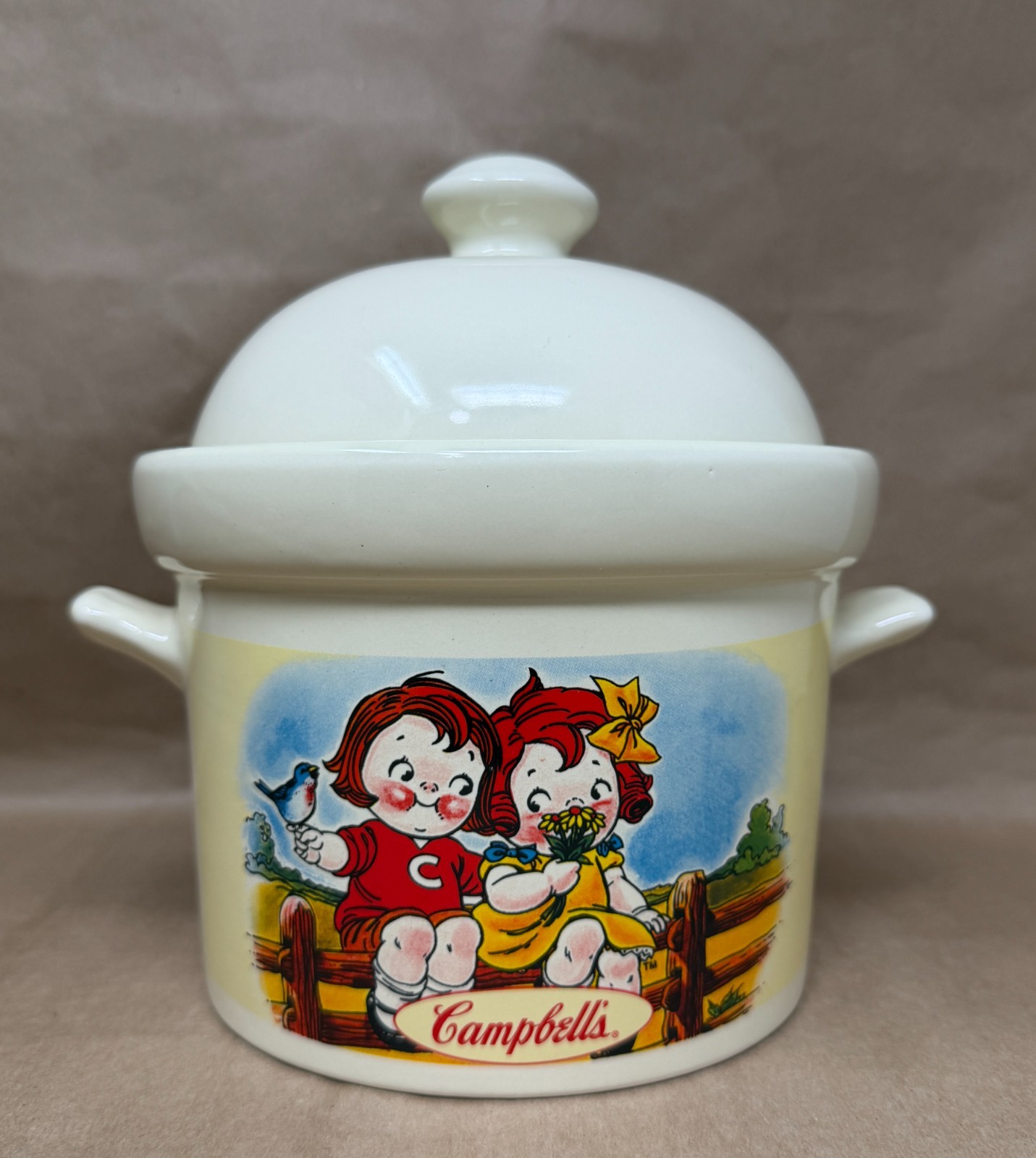 Vintage 1998 Campbell\'s Kids Houston Harvest Ceramic Soup Tureen Crock with Lid