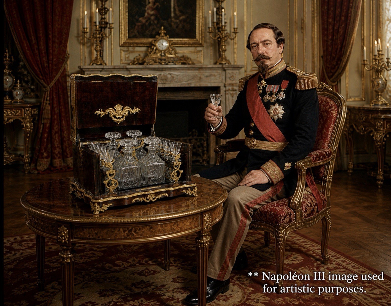ANTIQUE 1800s FRENCH NAPOLEON III BOULLE MARQUETRY TANTALUS LIQUOR CABINET GILT