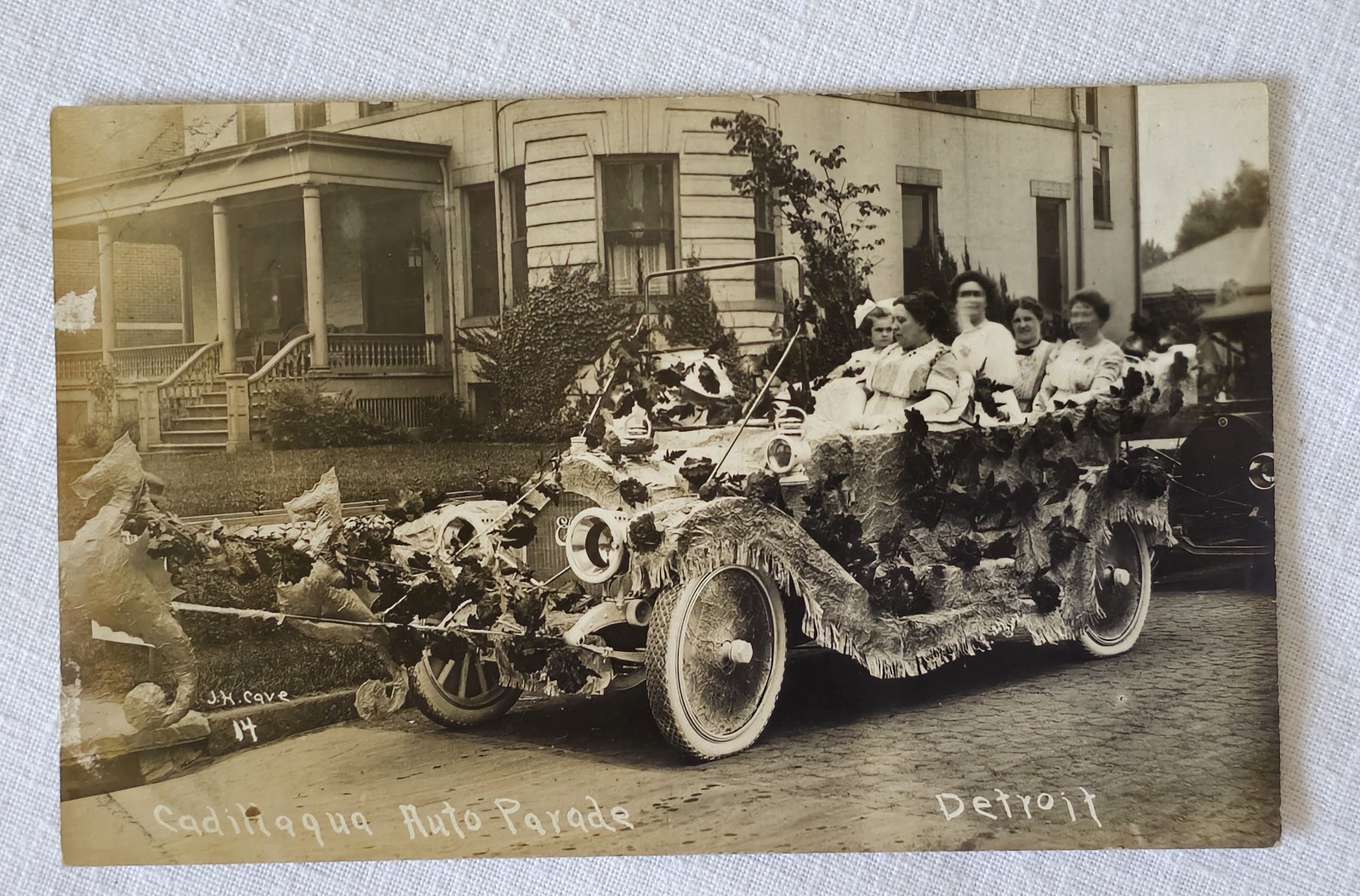 RPPC Cadillaqua Auto Parade 1912 Detroit JH Cave Image #14 Women in Car Unposted