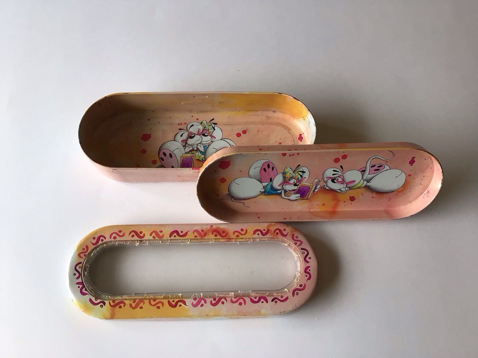 Diddl Diddlina 2 Level Storage Box Pen Holder Metal Vintage Collectible Cartoon
