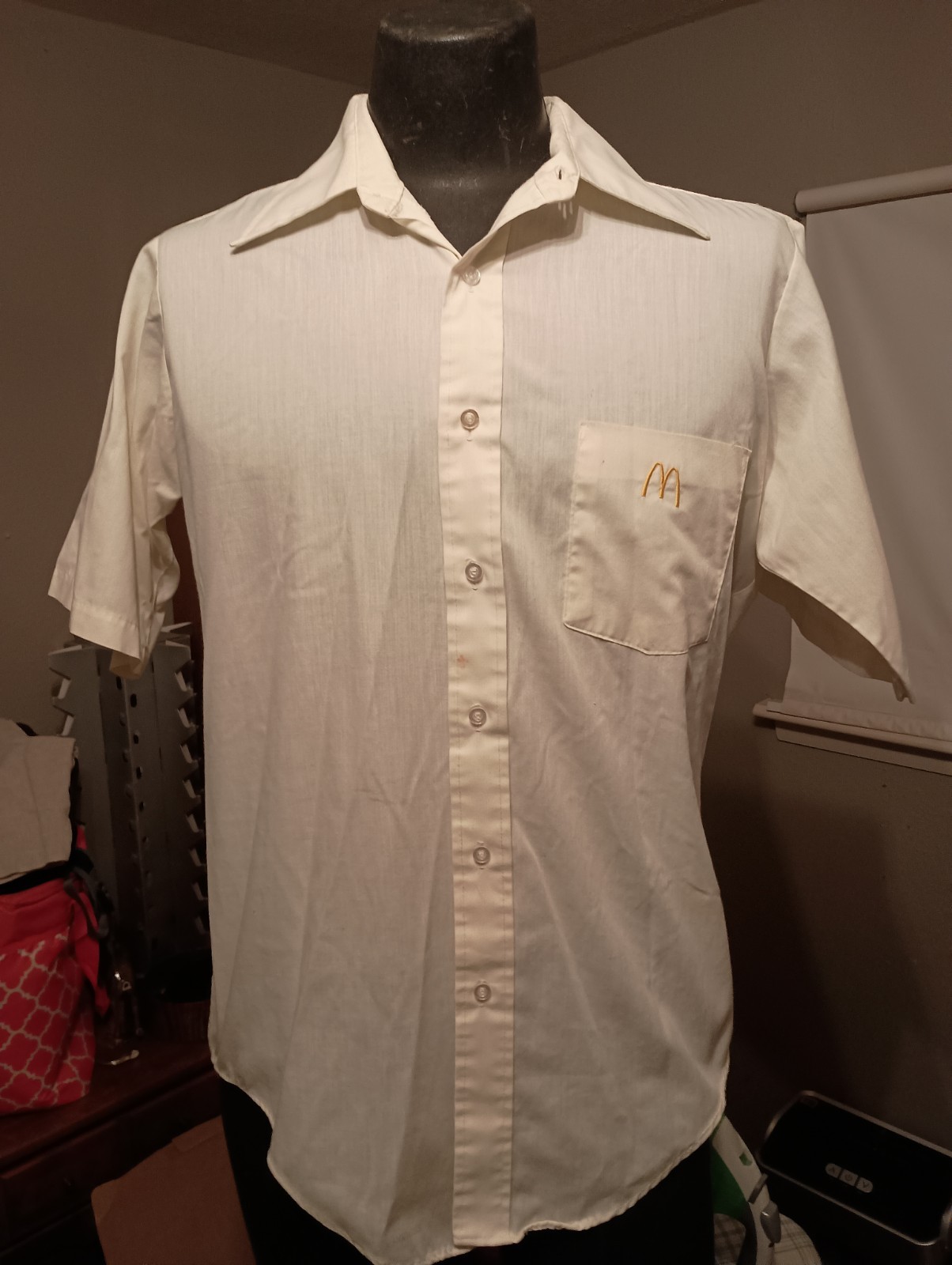 1970\'s McDonald\'s Employee Uniform Shirt Big 70s Collar Medium Van Heusen