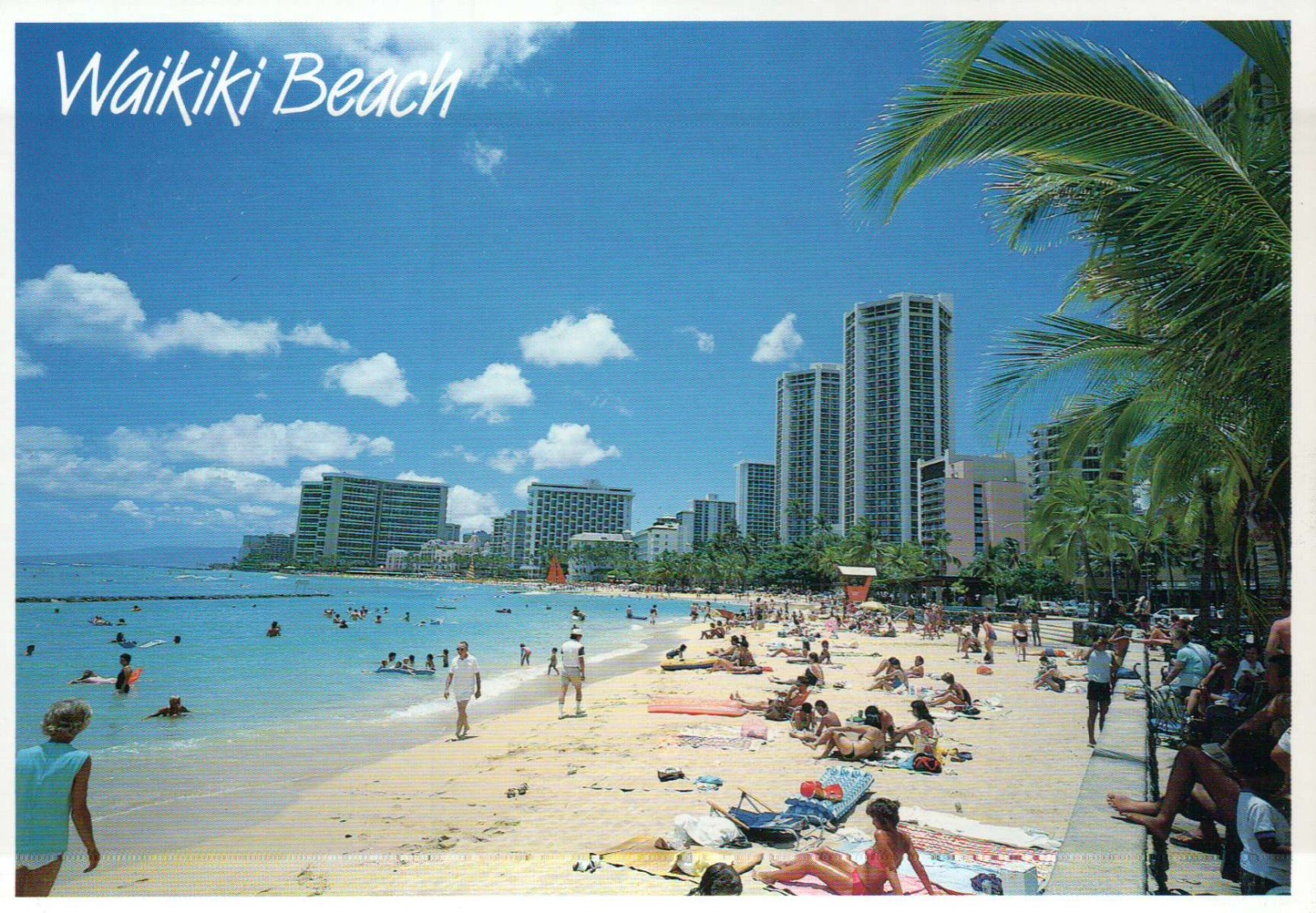 Waikiki Beach Honolulu Hawaii, Swimming, Vacation in Paradise, HI --- Postcard