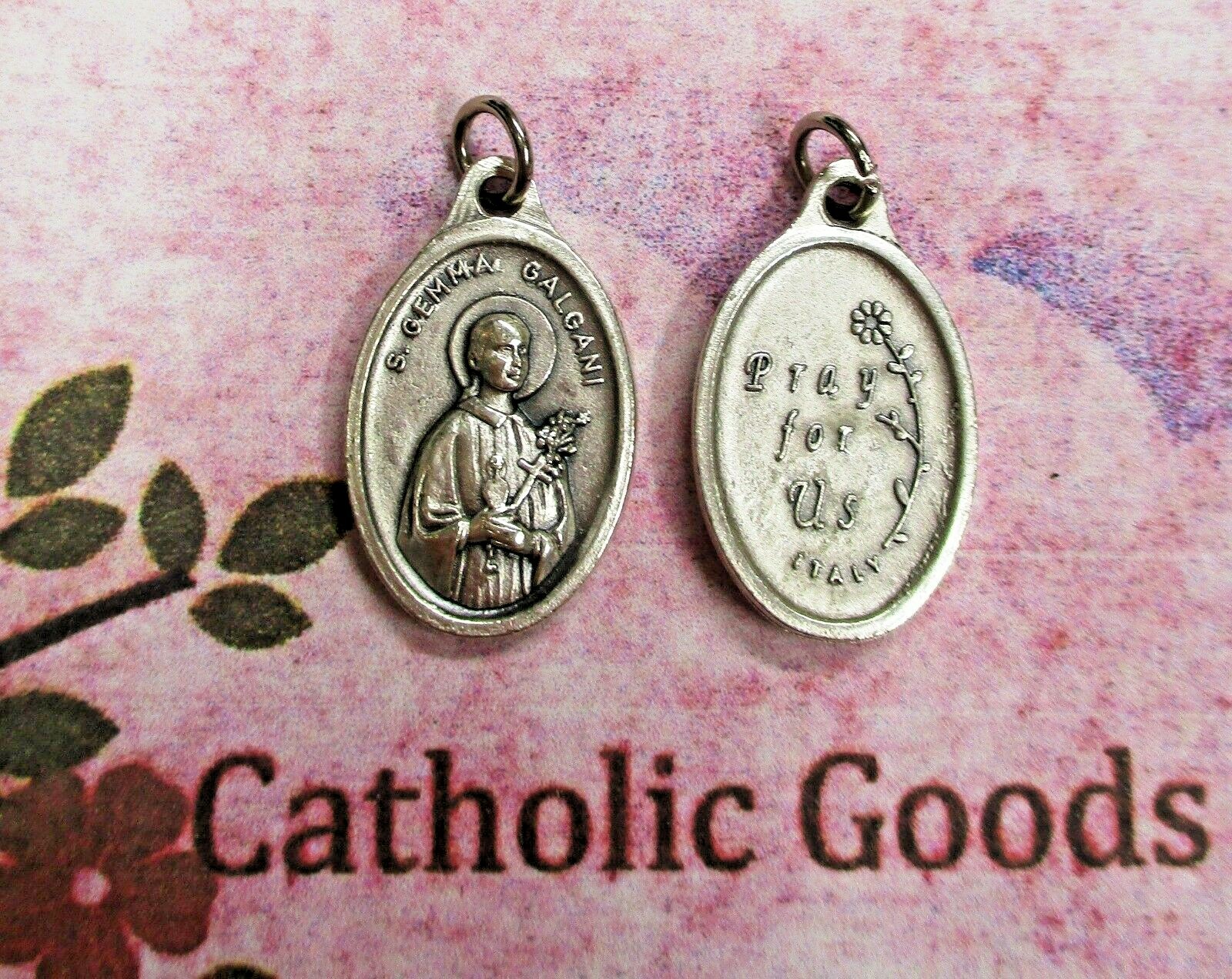 Saint St. Gemma Galgani / Pray for Us - Italian Silver Oxidized 1 inch Medal 