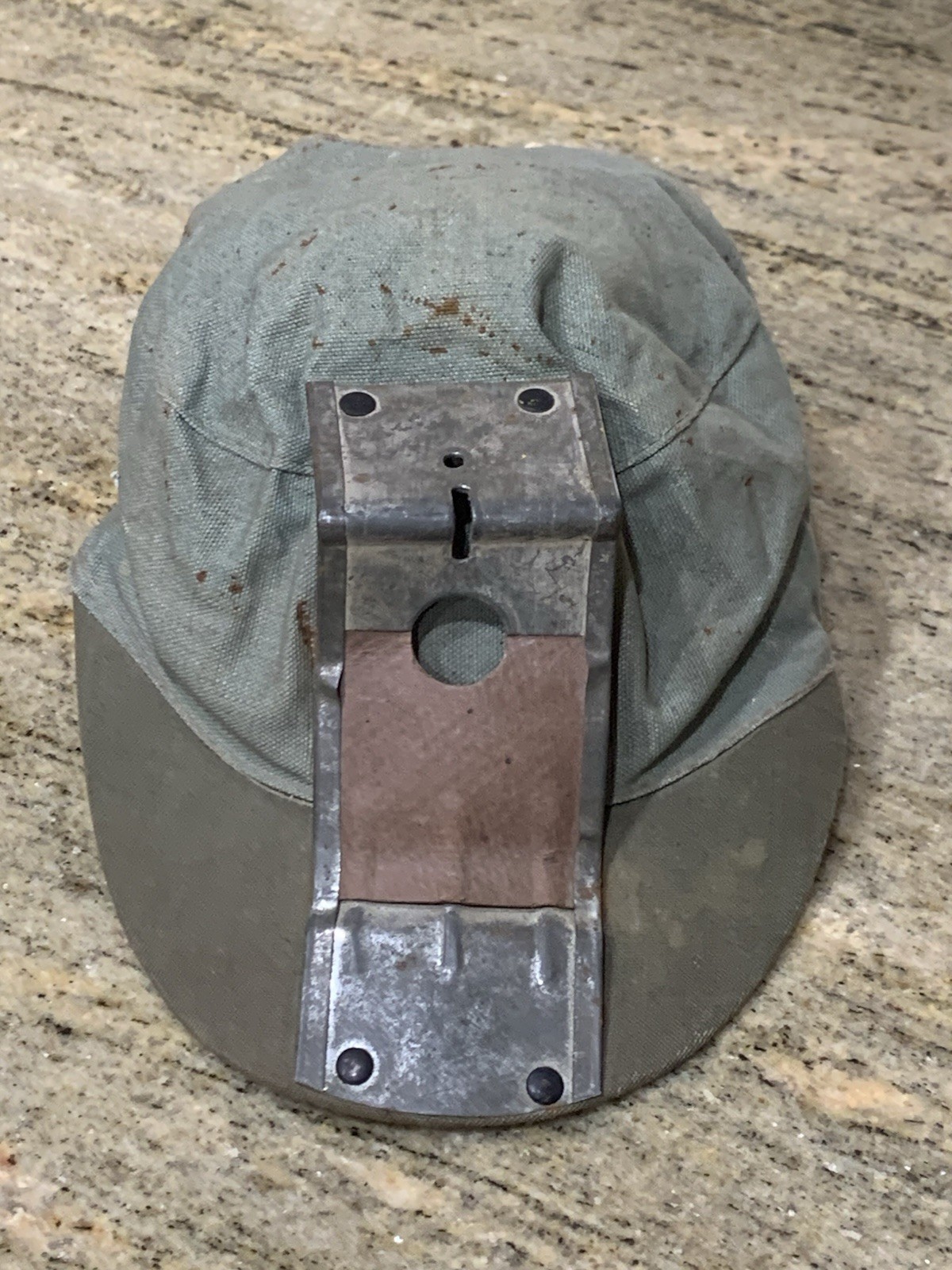 Antique Canvas Miner Cap Hat With Lamp Holder