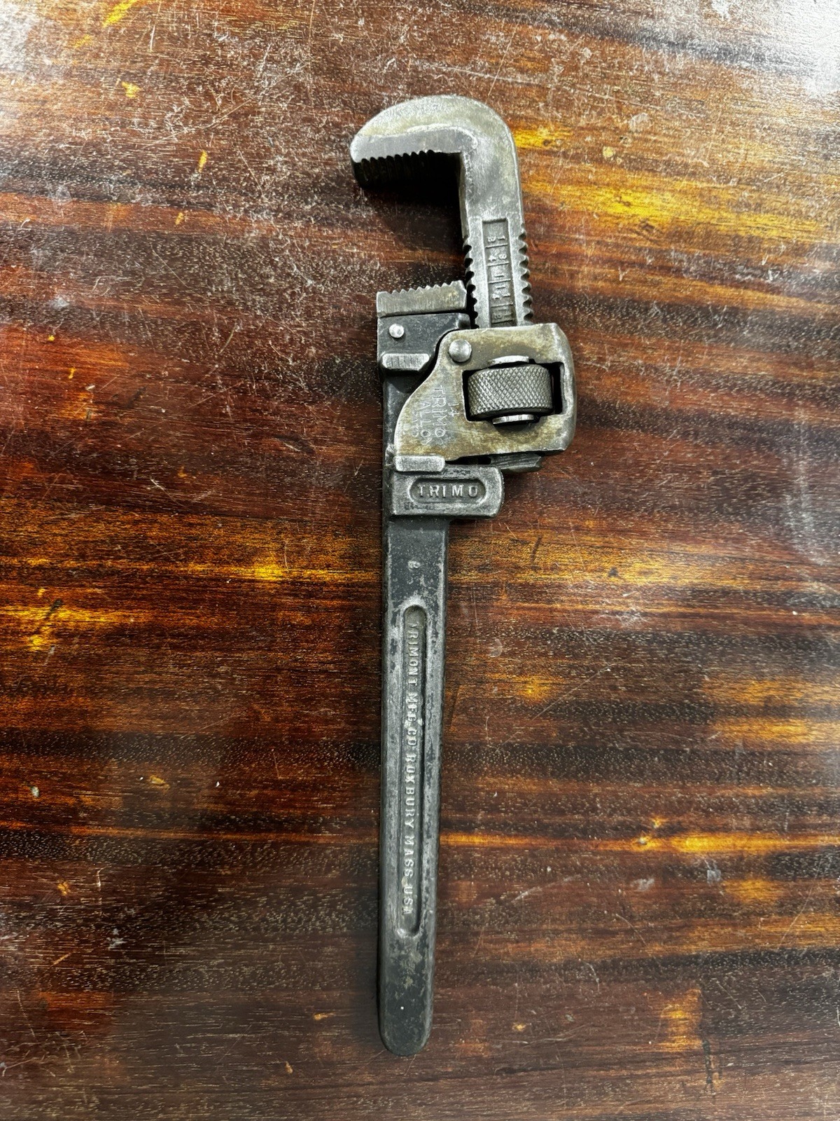 Vintage Trimont MFG Trimo Pipe Wrench 14 Inch Plumbing Tool Roxbury Mass USA