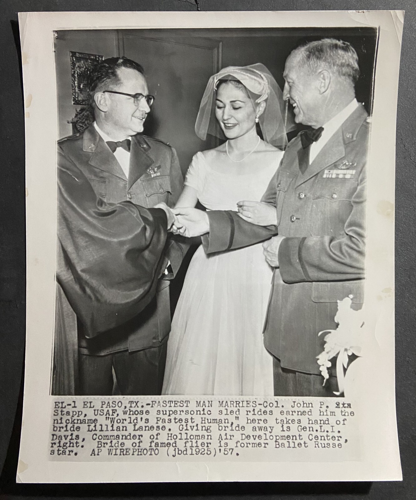 Vintage Press Photo COL John P. Stapp USAF Fastest Man On Earth & Lillian Lanese