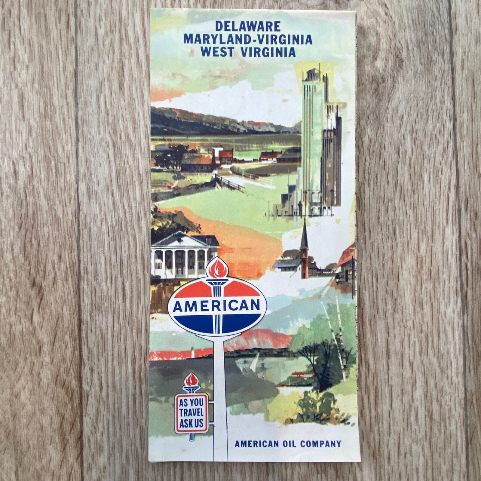 1960 Delaware, Maryland-Virginia, W. Virginia Highway Travel Map American Oil Co 1960 Delaware, Maryland-Virginia, W. Virginia Highway Travel Map American Oil Co