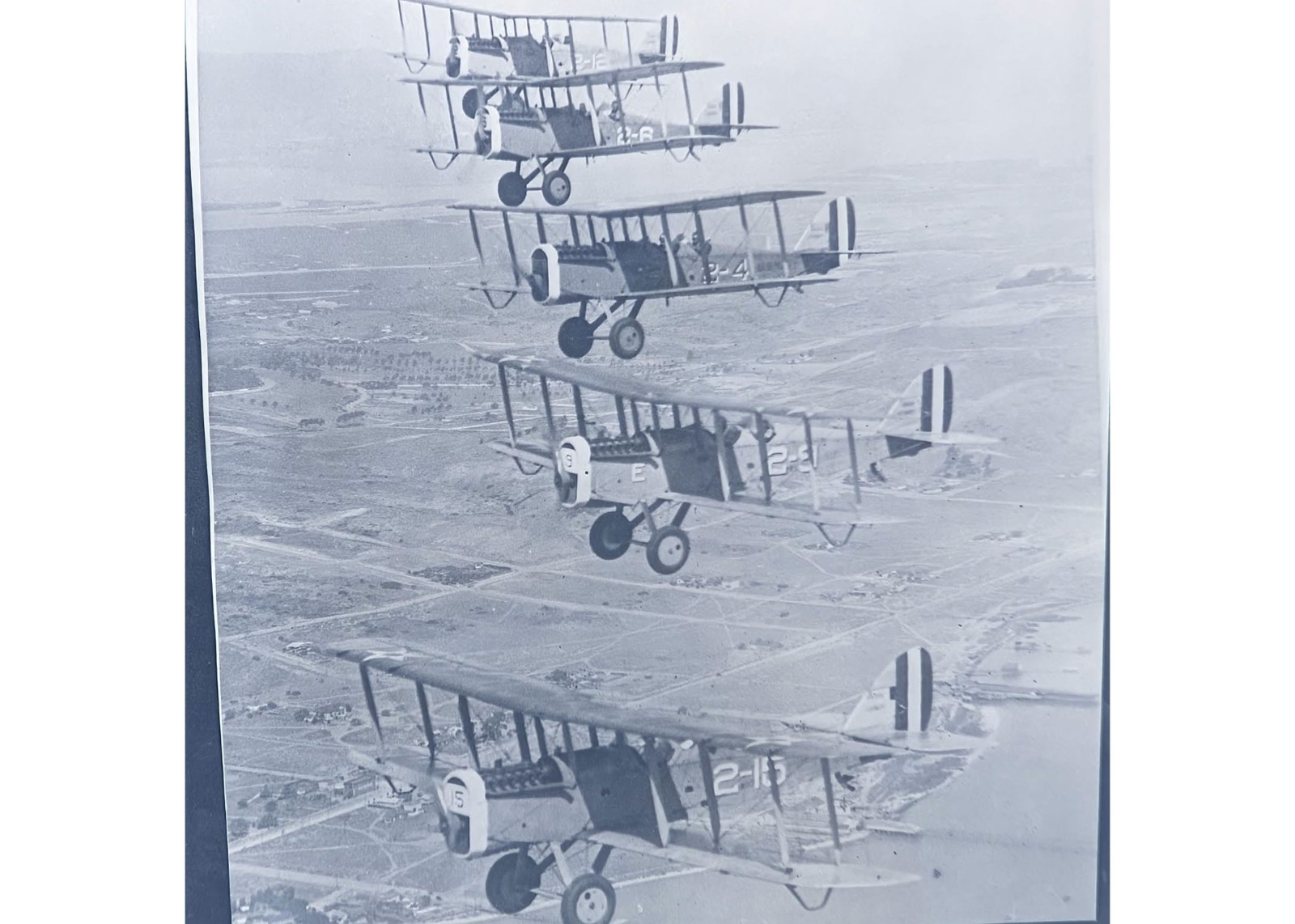 Pair 1920s Biplane Formation Flight Glass Copy Negatives Press Archive Dupes
