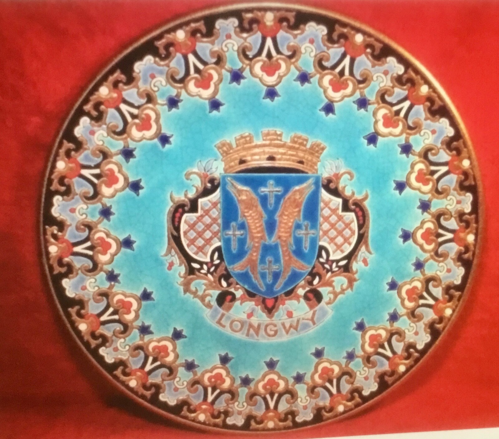 Rare Longwy French Enameled Cloisonne Majolica Wall Platter