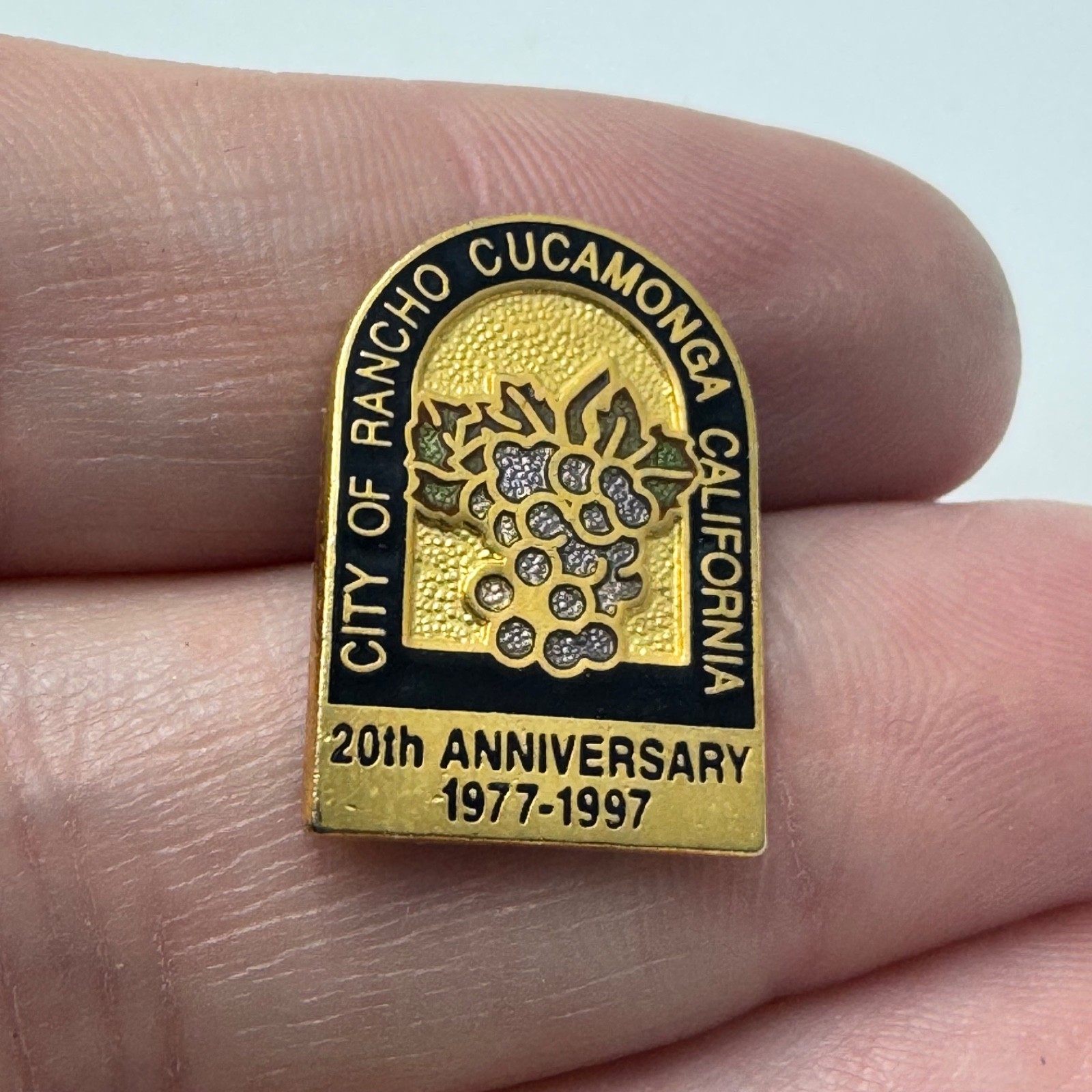 1997 City Of Rancho Cucamonga Lapel Pin 20th Anniversary Grapes