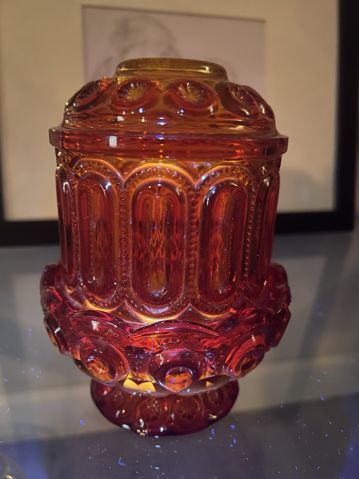PERFECT Condition Amberina Weishar Moon And Stars Fairy Lamp Full Size