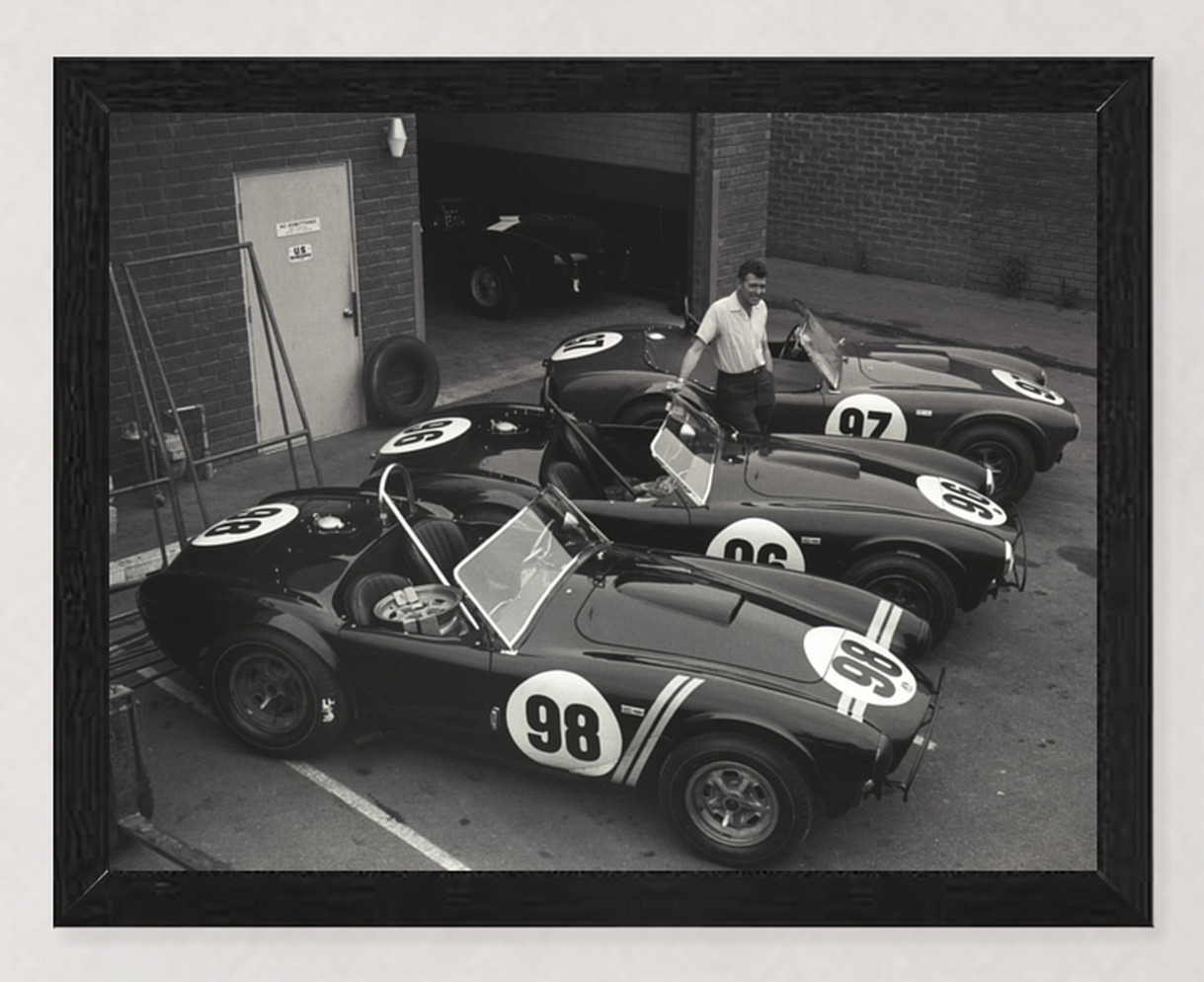 12X9 FRAMED CARROLL SHELBY COBRA ROADSTERS 1963 USRRC MFG. WINNERS REPROD PRINT