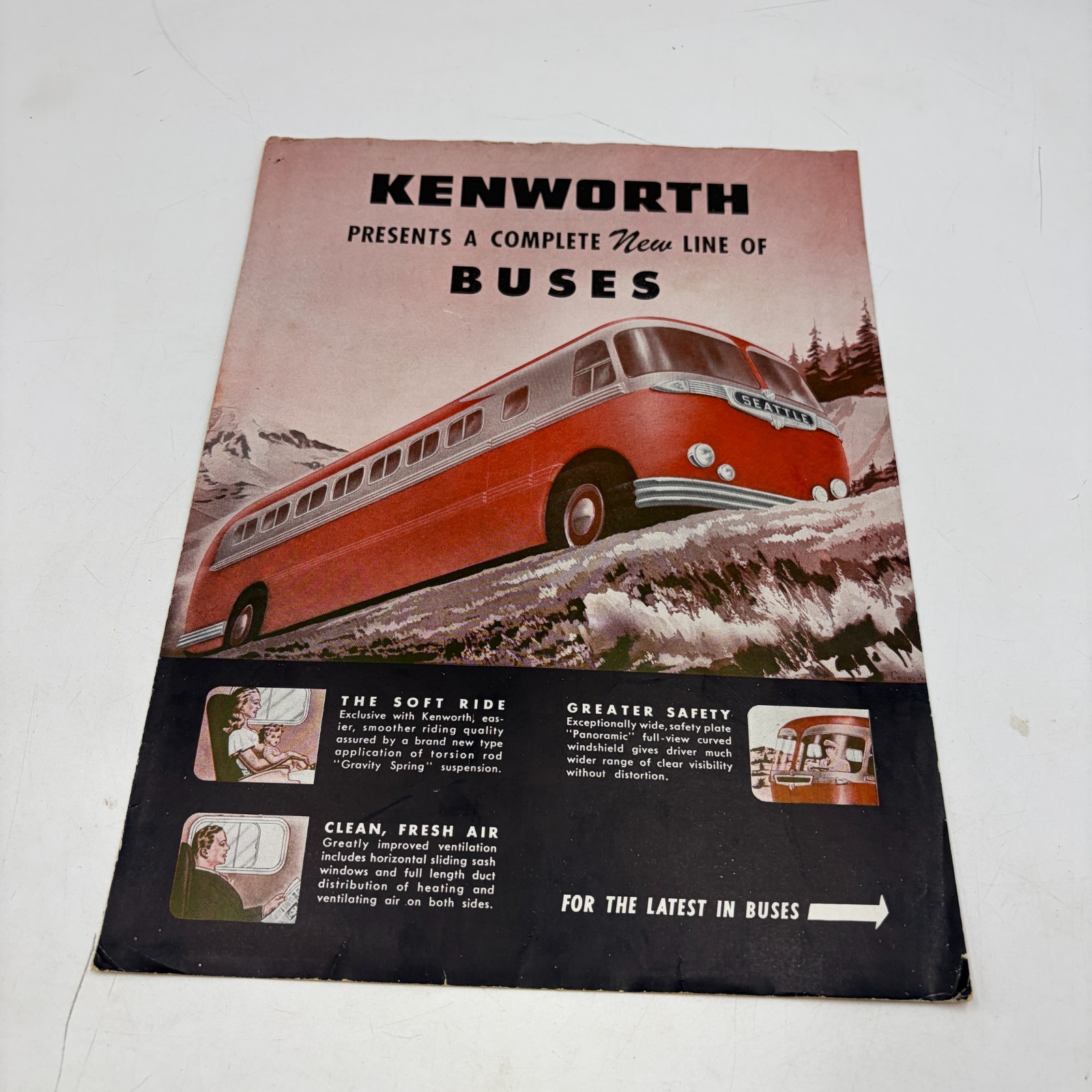 1946 Kenworth Buses Sales Brochure Model W K E N Transit Trolley Coach Original