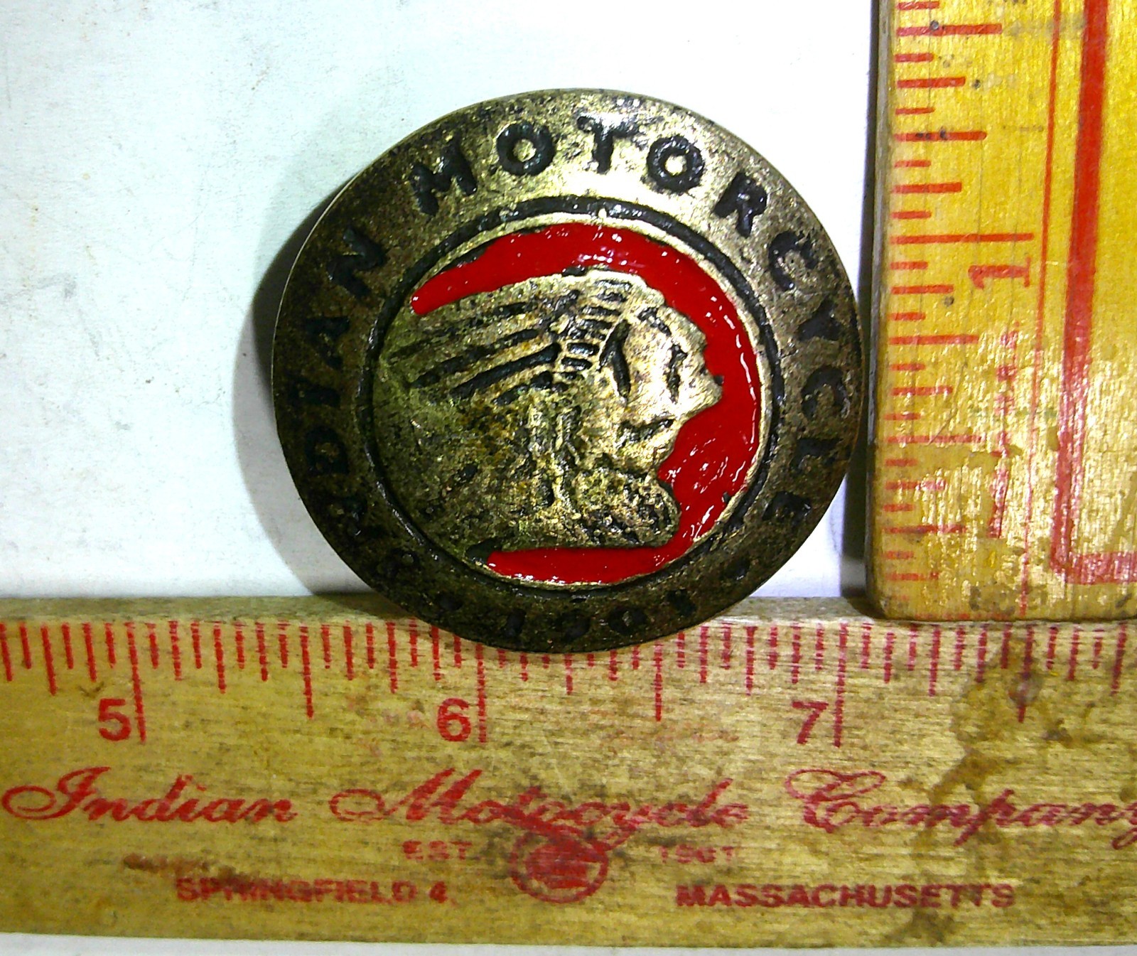 Indian screw-back concho vintage biker collectible old motorcycle accessory USA Indian screw-back concho vintage biker collectible old motorcycle accessory USA