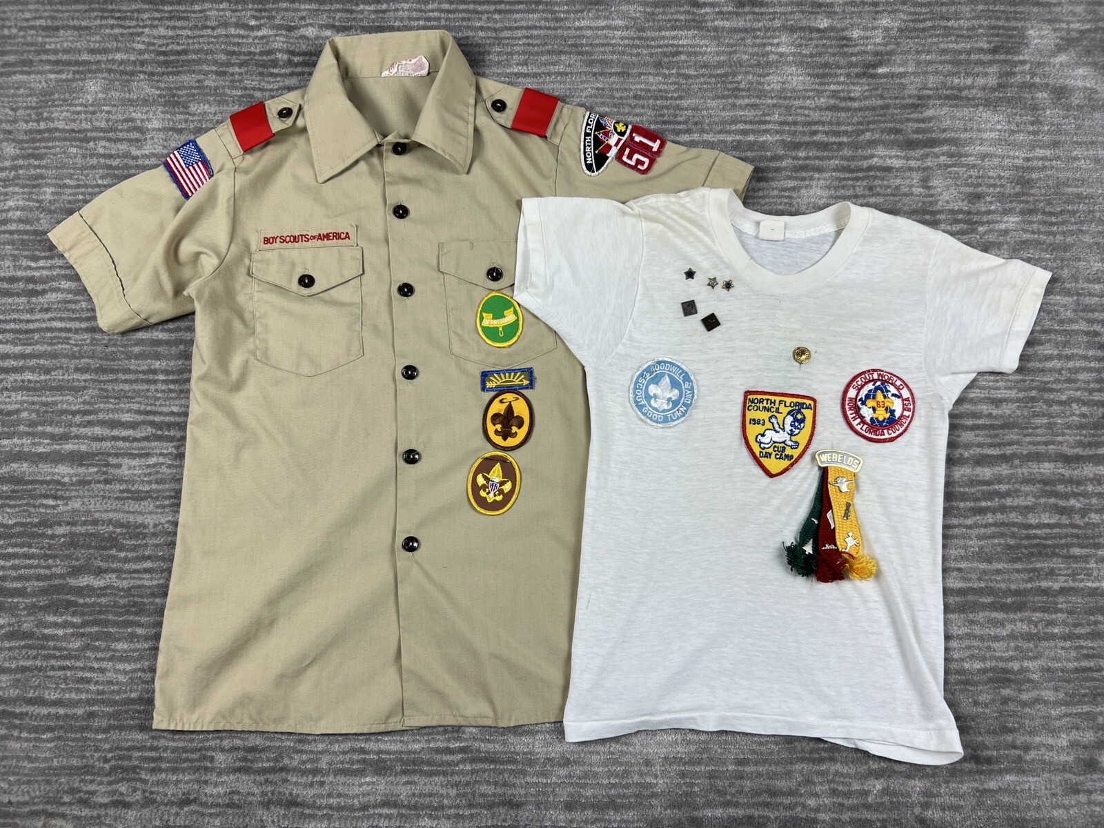 Vintage Boy Scouts of America BSA Shirt Boys 16 Patches, pins, webelos, etc Vintage Boy Scouts of America BSA Shirt Boys 16 Patches, pins, webelos, etc