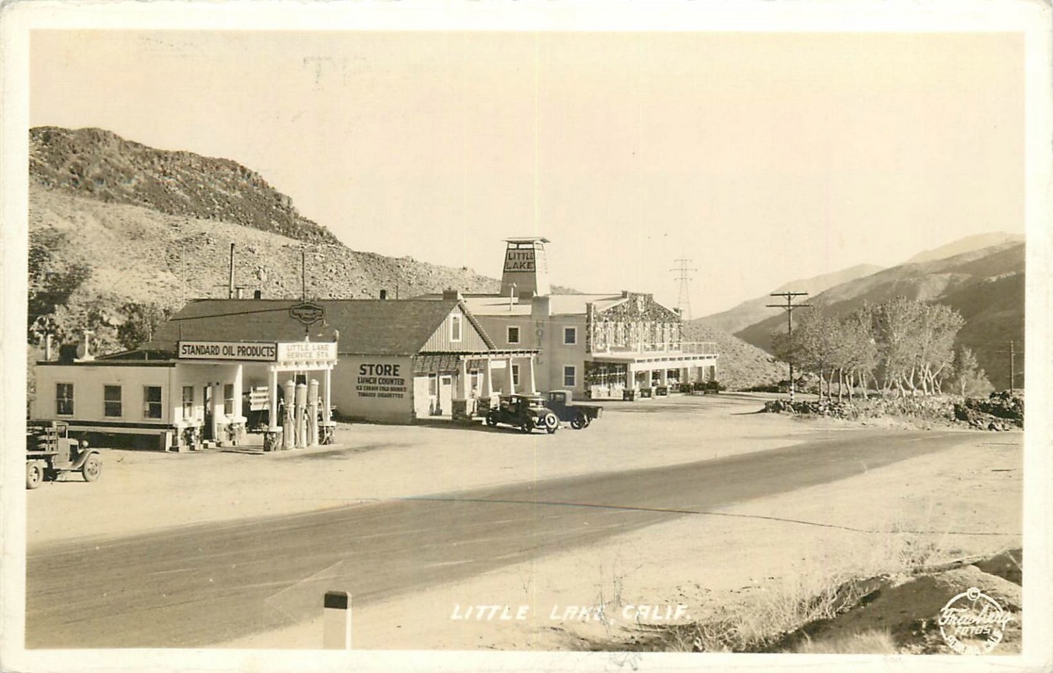 Little Lake California RPPC Standard Oil Gas Station Vintage Cars Frasher Foto