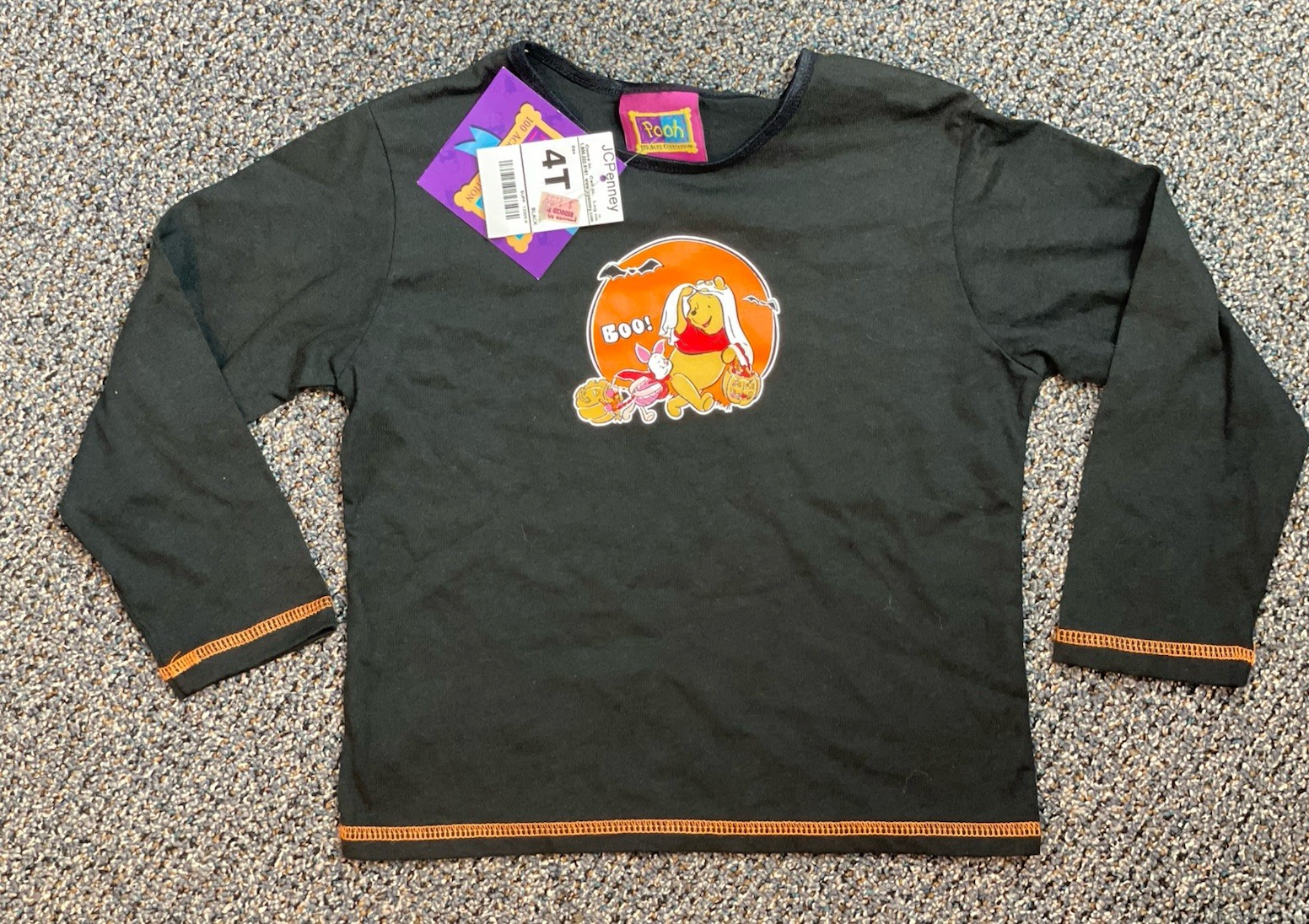 Vintage YOUTH Winnie The Pooh Halloween Long Sleeve Shirt 4T “Boo” NOS W/ Tags