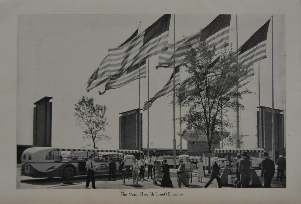 Antique Chicago Worlds Fair Art Print Twelfth Street Entrance 1933 Original