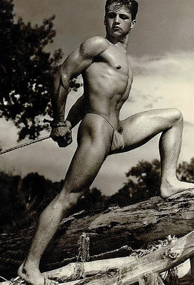1960s beefcake model in a thong leaning uphill 4x6 reprint gay gentleman's coll