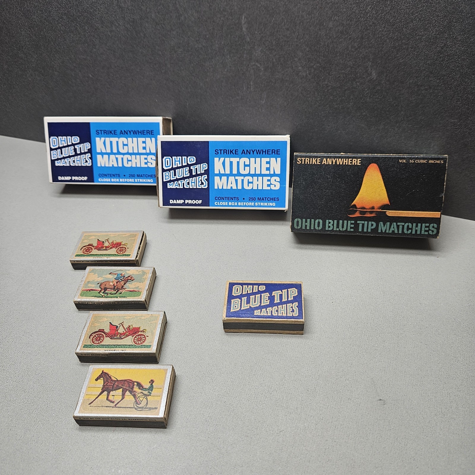 Vintage Ohio Blue Tip Matches Strike Anywhere Matchbox Vintage Ohio Blue Tip Matches Strike Anywhere Matchbox