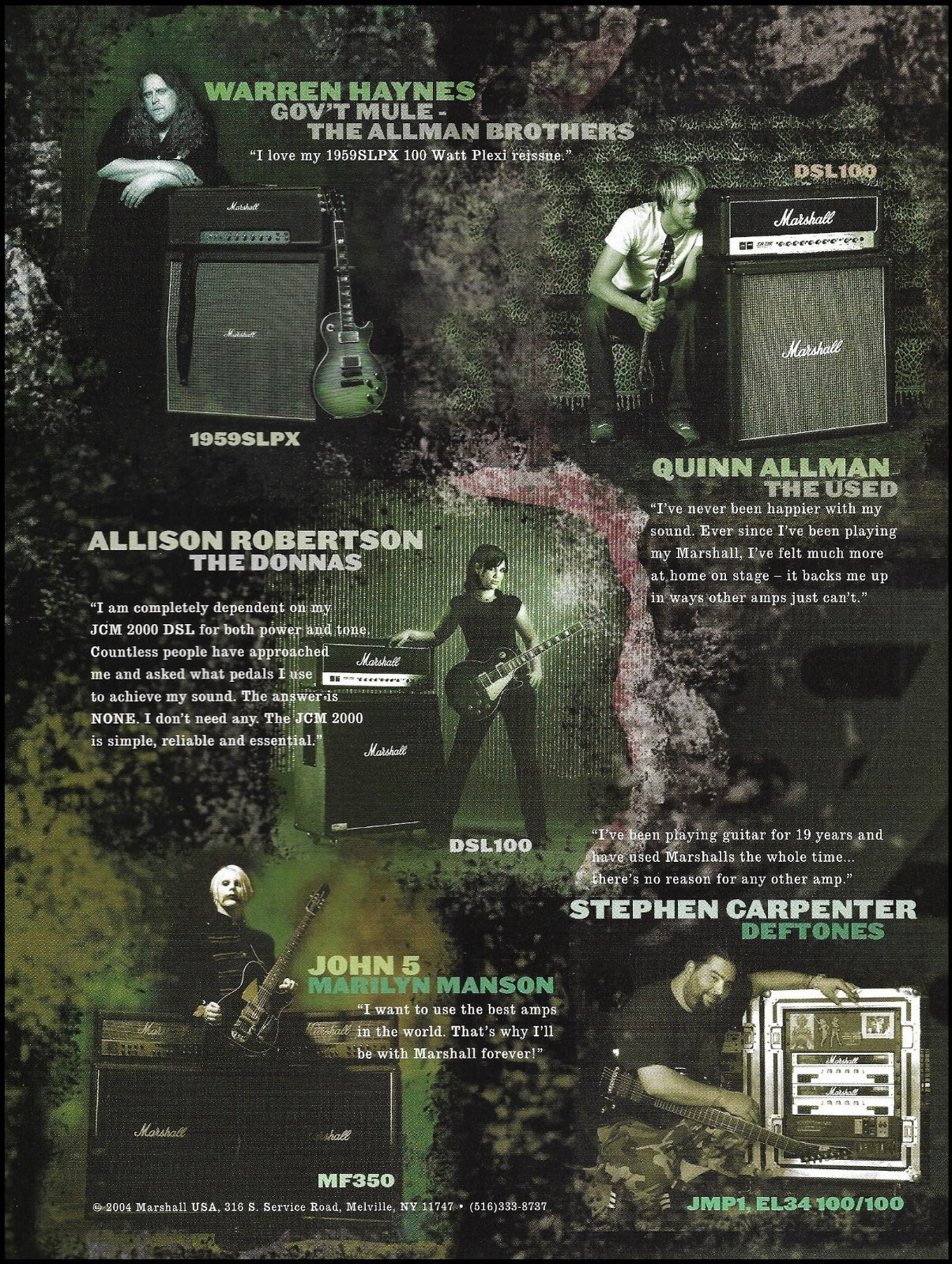 Marshall guitar amp ad Stephen Carpenter John 5 Allison Robertson Warren Haynes