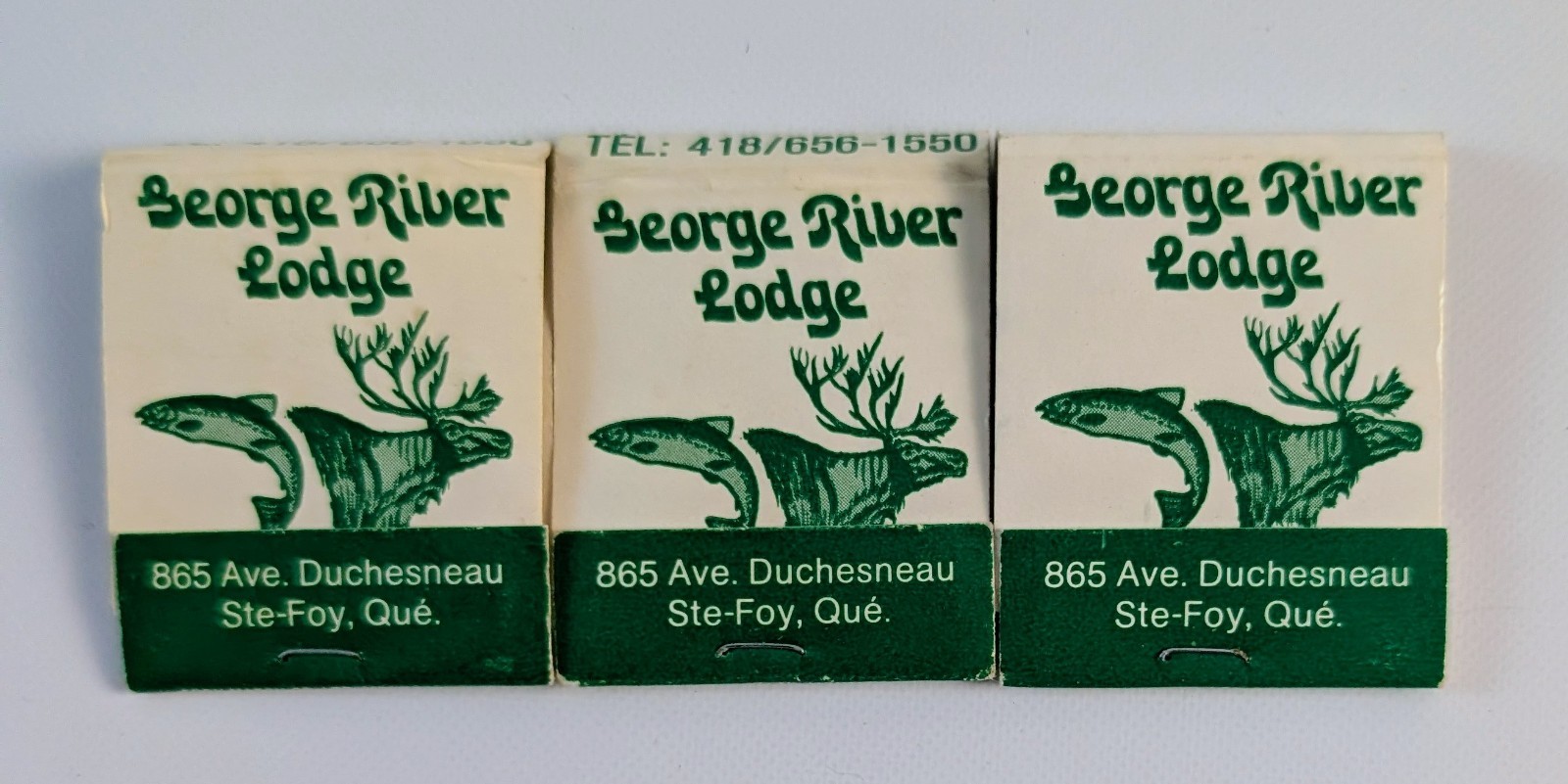 3 Vintage George River Lodge Quebec Canada Salmon Caribou Matchbooks