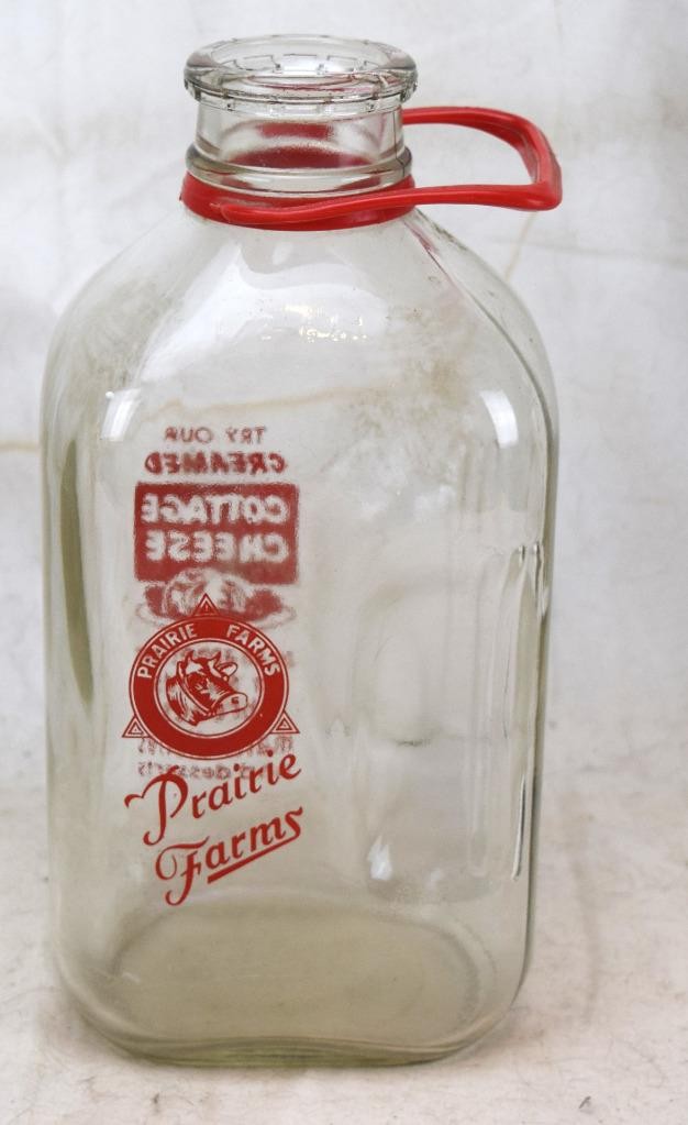 Vintage Prairie Farms Half Gallon Red Pyro Milk Bottle