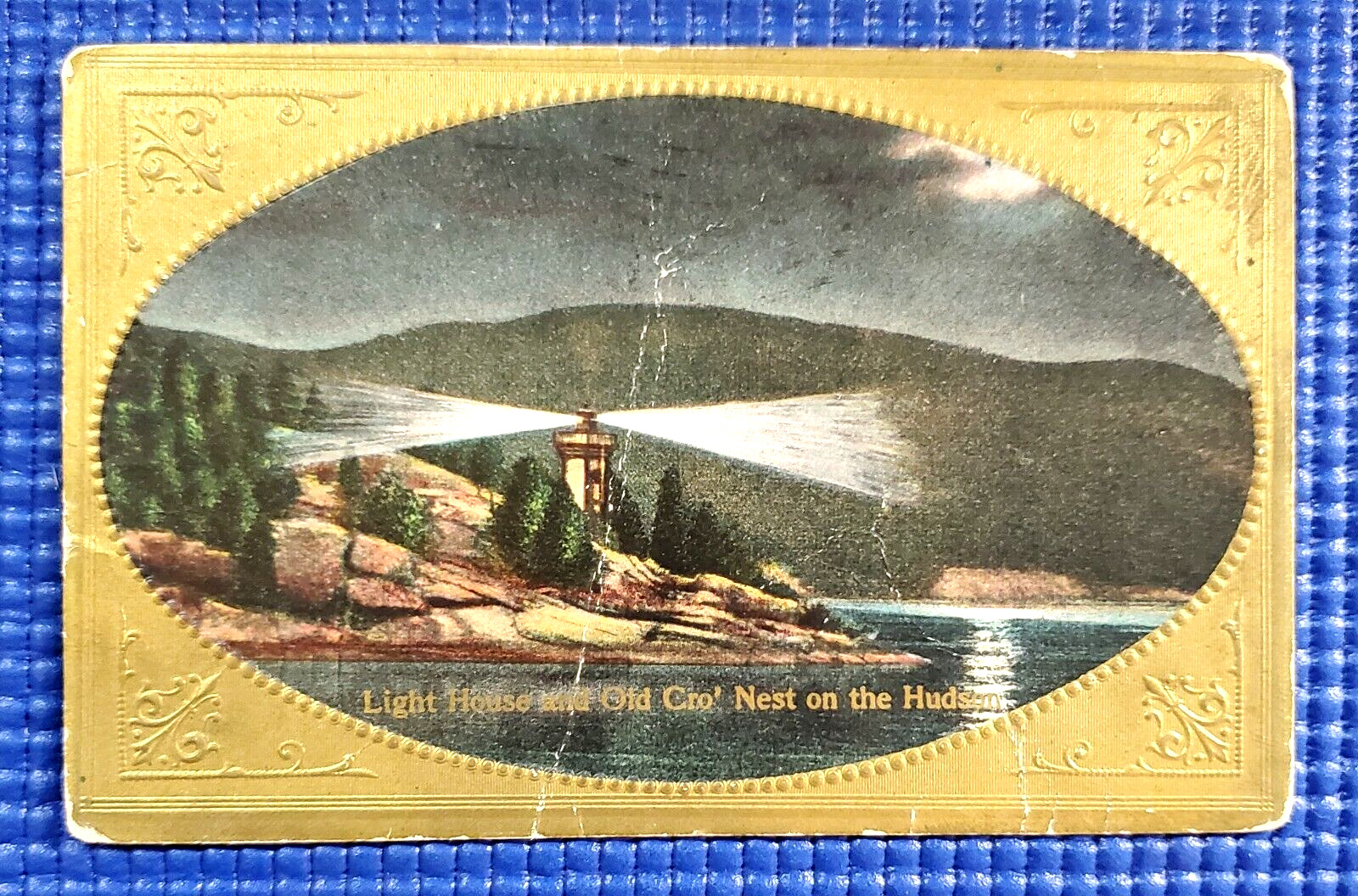 Vtg c1910 Embossed Light House and Old Cro' Nest on the Hudson River NY Postcard