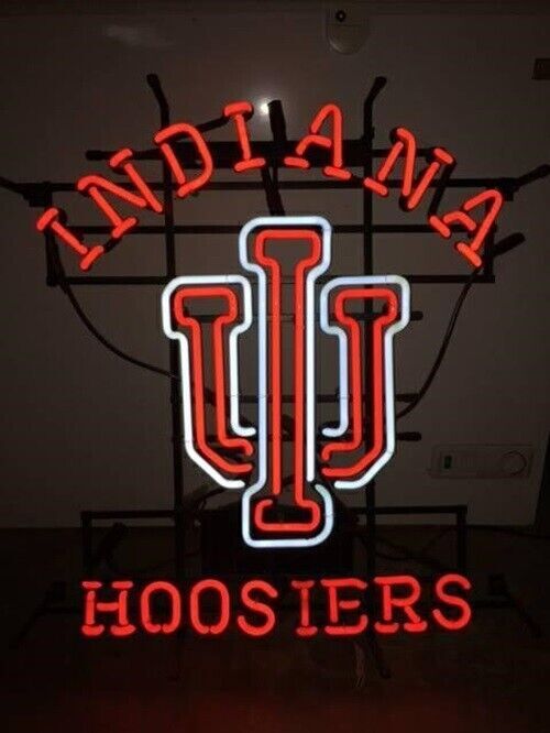 US STOCK Indiana H-oosiers Neon Light Sign Bar Pub Cave Garage Glass Decor 24