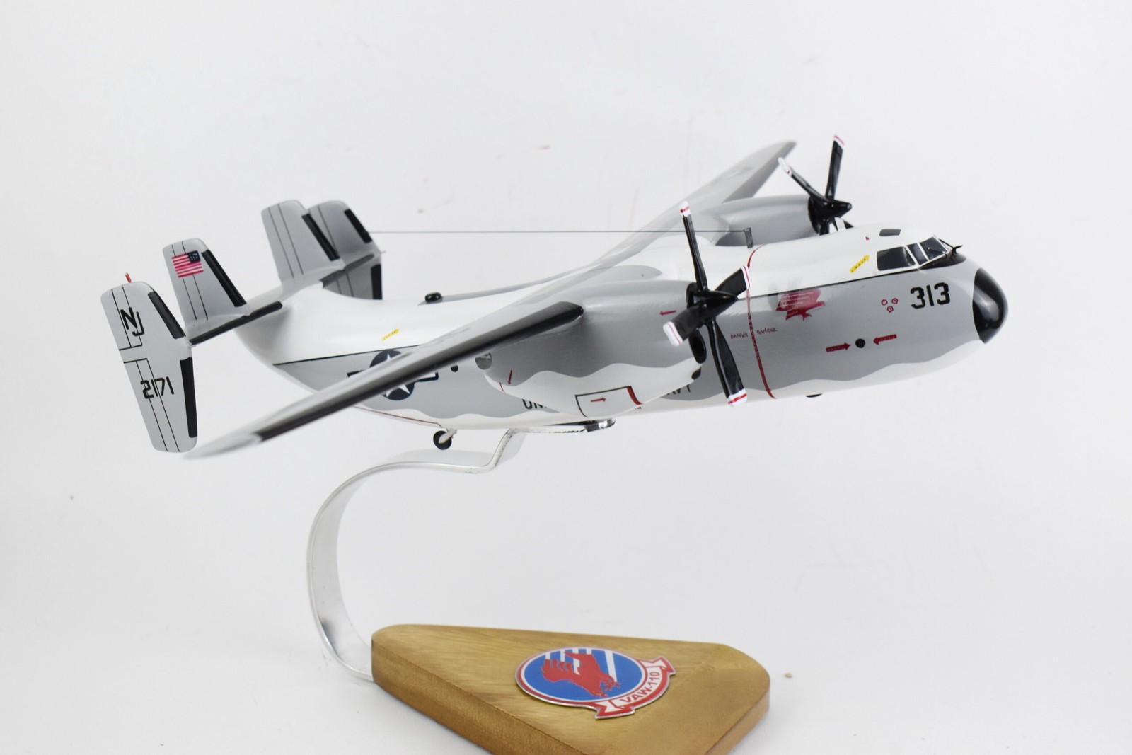VAW-110 Firebirds C-2A Greyhound Model, 1/54th Scale, Mahogany, Navy, COD