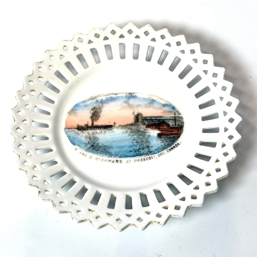 STEAMER SHIPS R & O PRESCOTT ONTARIO CANADA Souvenir China TRINKET DISH PLATE STEAMER SHIPS R & O PRESCOTT ONTARIO CANADA Souvenir China TRINKET DISH PLATE