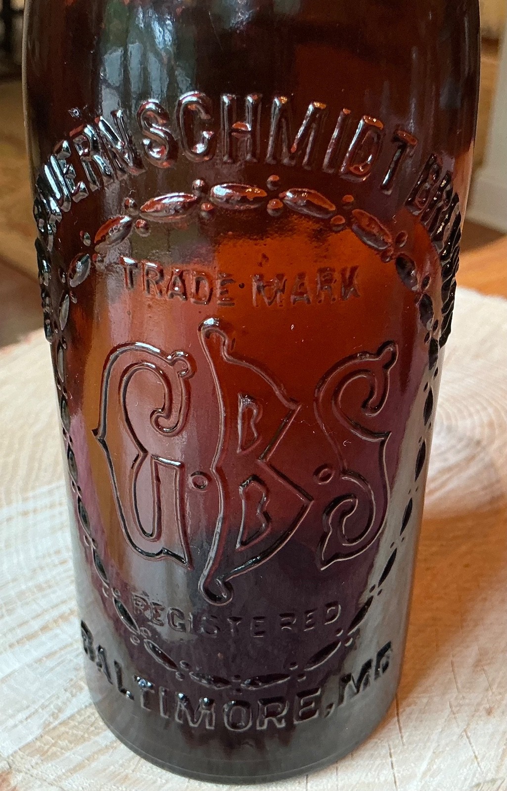 ~RARE~ GEO. BAUERNSCHMIDT BREWERY GBS, BALTIMORE, MD. AMBER BLOB TOP BEER BOTTLE ~RARE~ GEO. BAUERNSCHMIDT BREWERY GBS, BALTIMORE, MD. AMBER BLOB TOP BEER BOTTLE