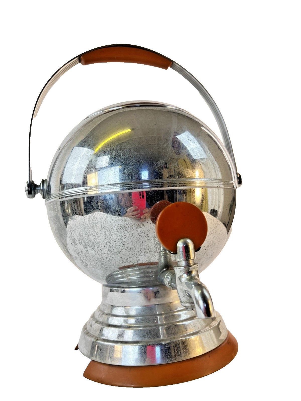 VIntage Manning Bowman Chrome + Bakelite Coffee Orb 1950s  Art Deco Percolator 