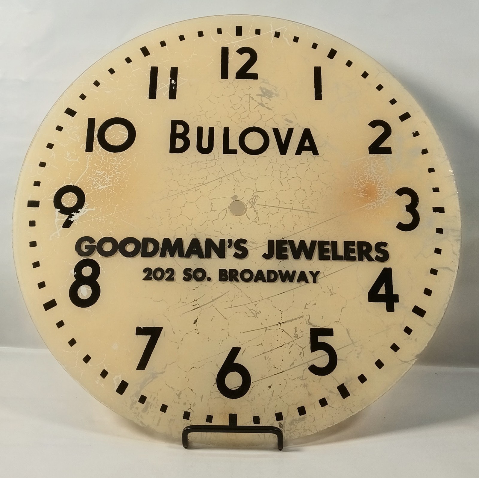 Vintage  PAM Style 14 3/8 Bulova Advertising Glass Clock Dial 
