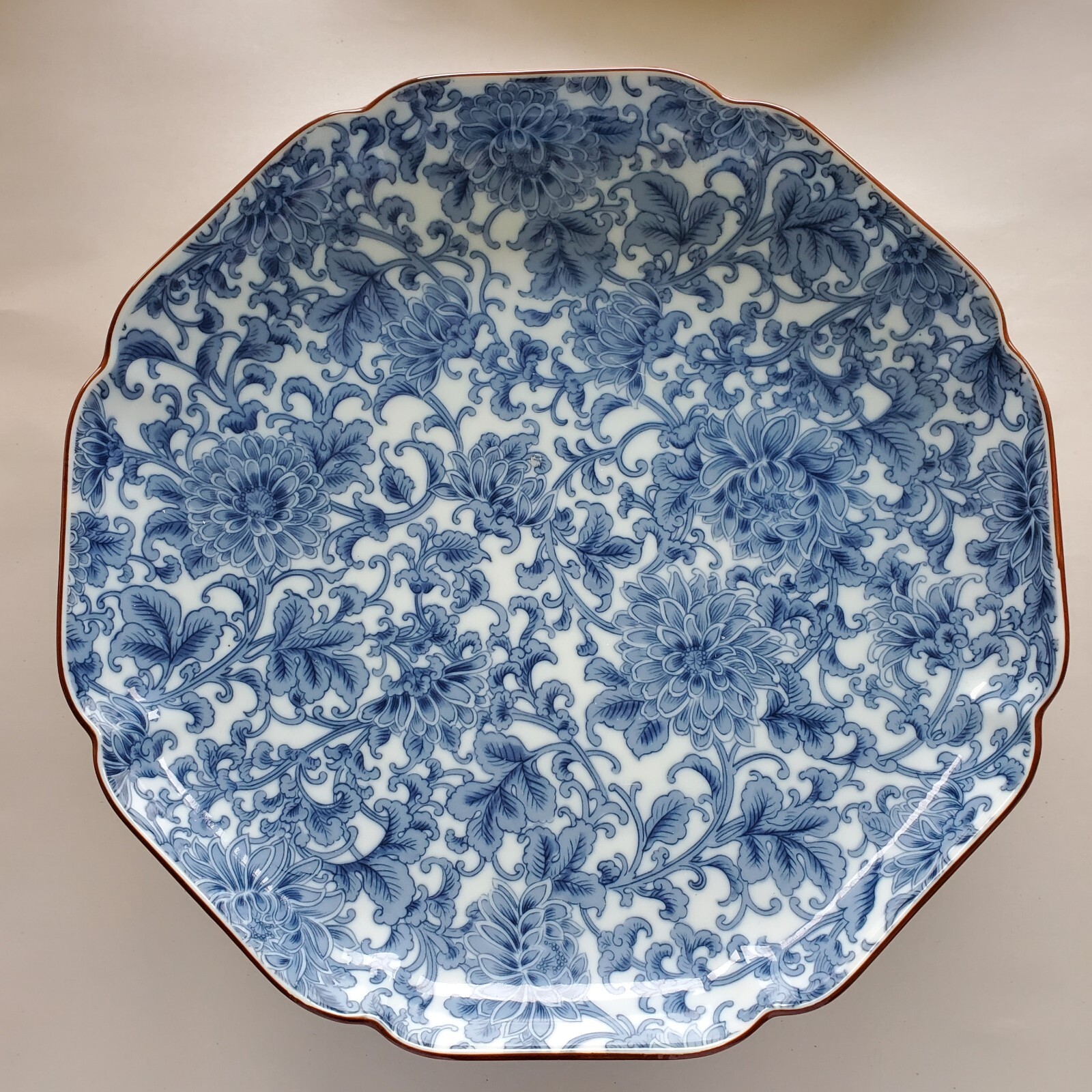Gumps. Vintage Japanese Blue And White Floral Platter. San Francisco. Chintz.
